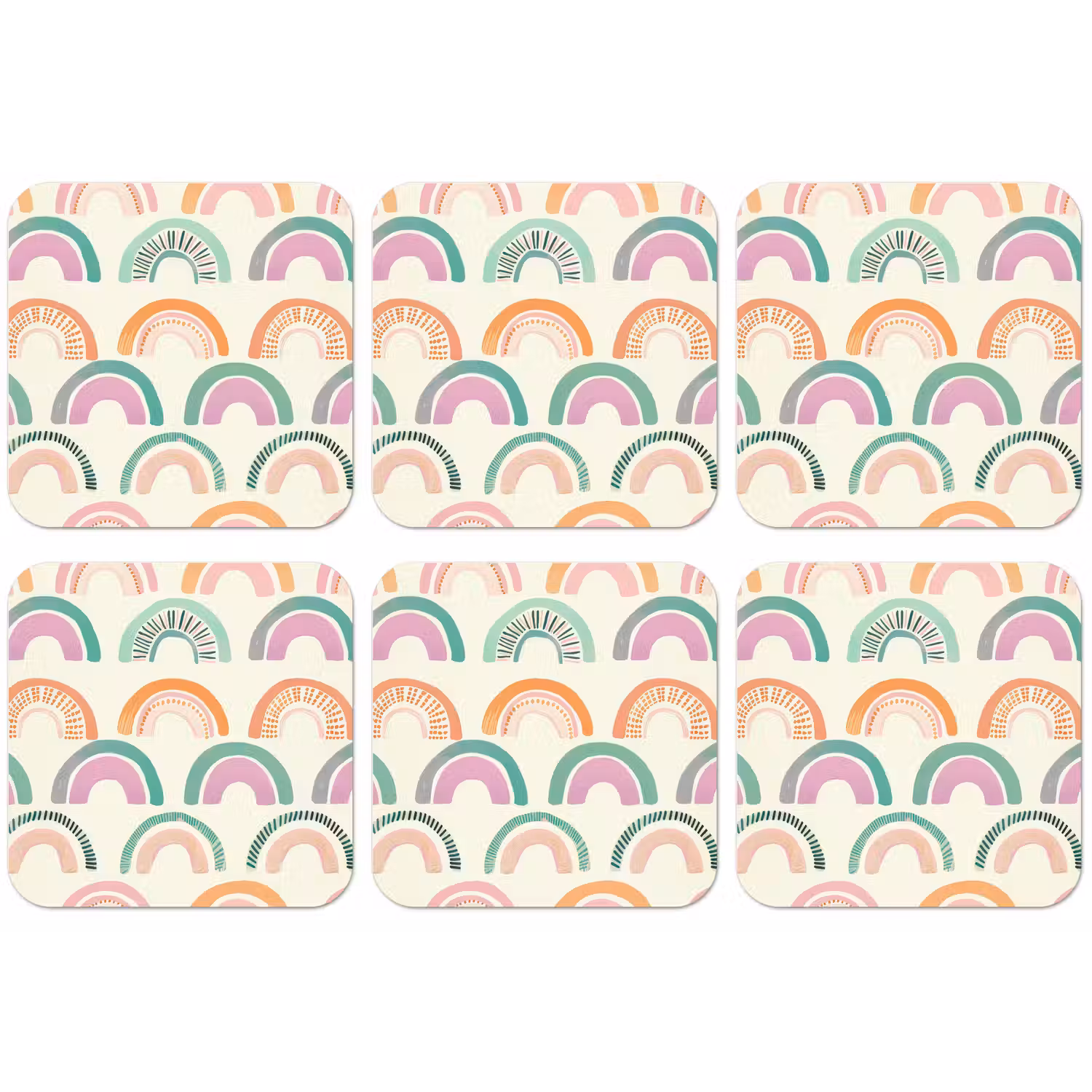 Regenboog - Pastel - Patroon onderzetter kurk middel -zkaufland3dotto