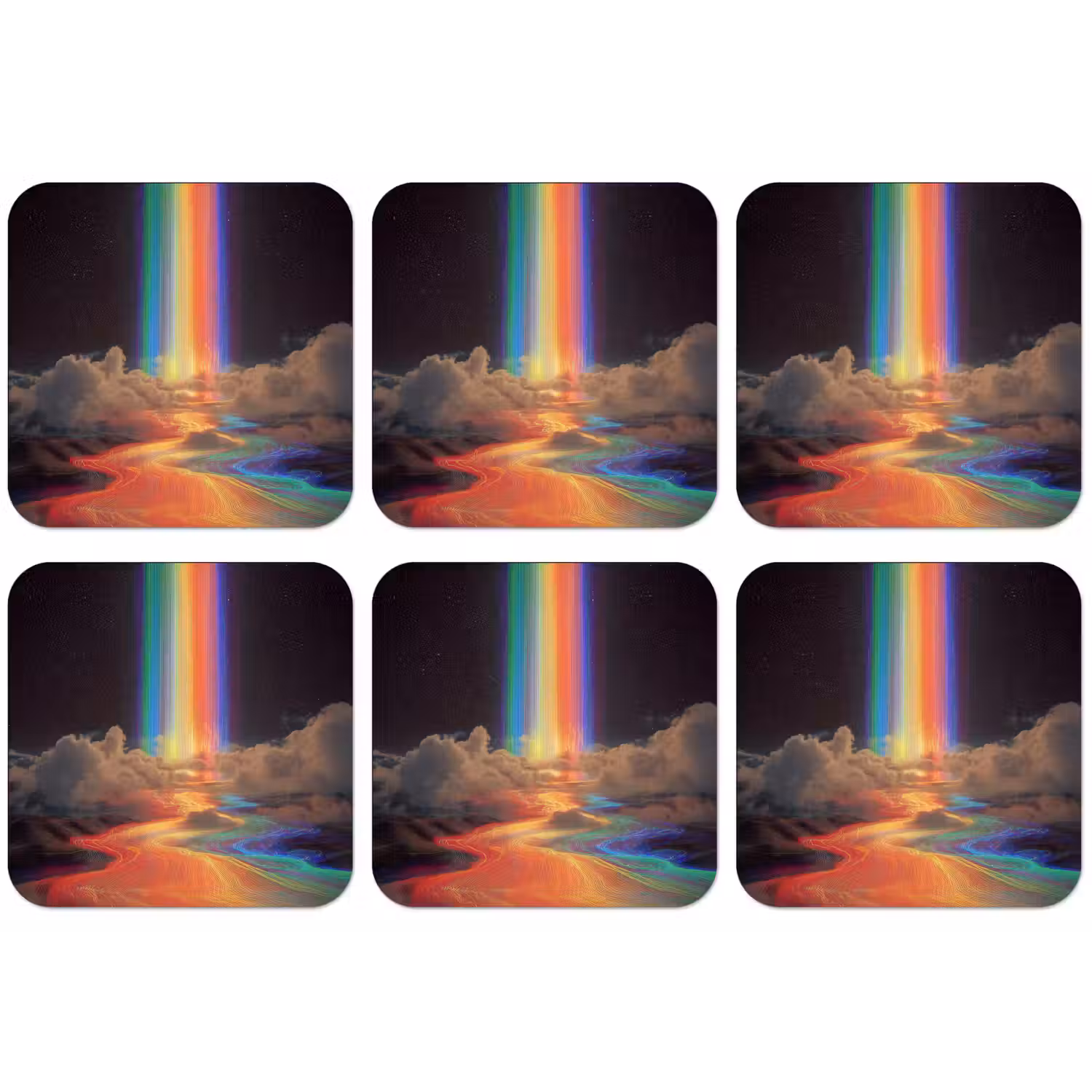 Regenboog - Verticaal - Sterrenhemel - Wolken onderzetter kurk middel -zkaufland3dotto