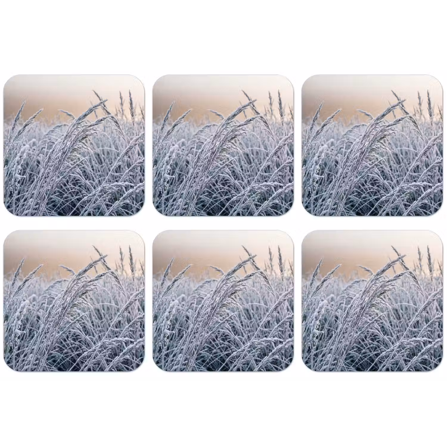 Rijp - Gras - Kristallen - Winter - Minimalistisch onderzetter kurk middel -zkaufland3dotto