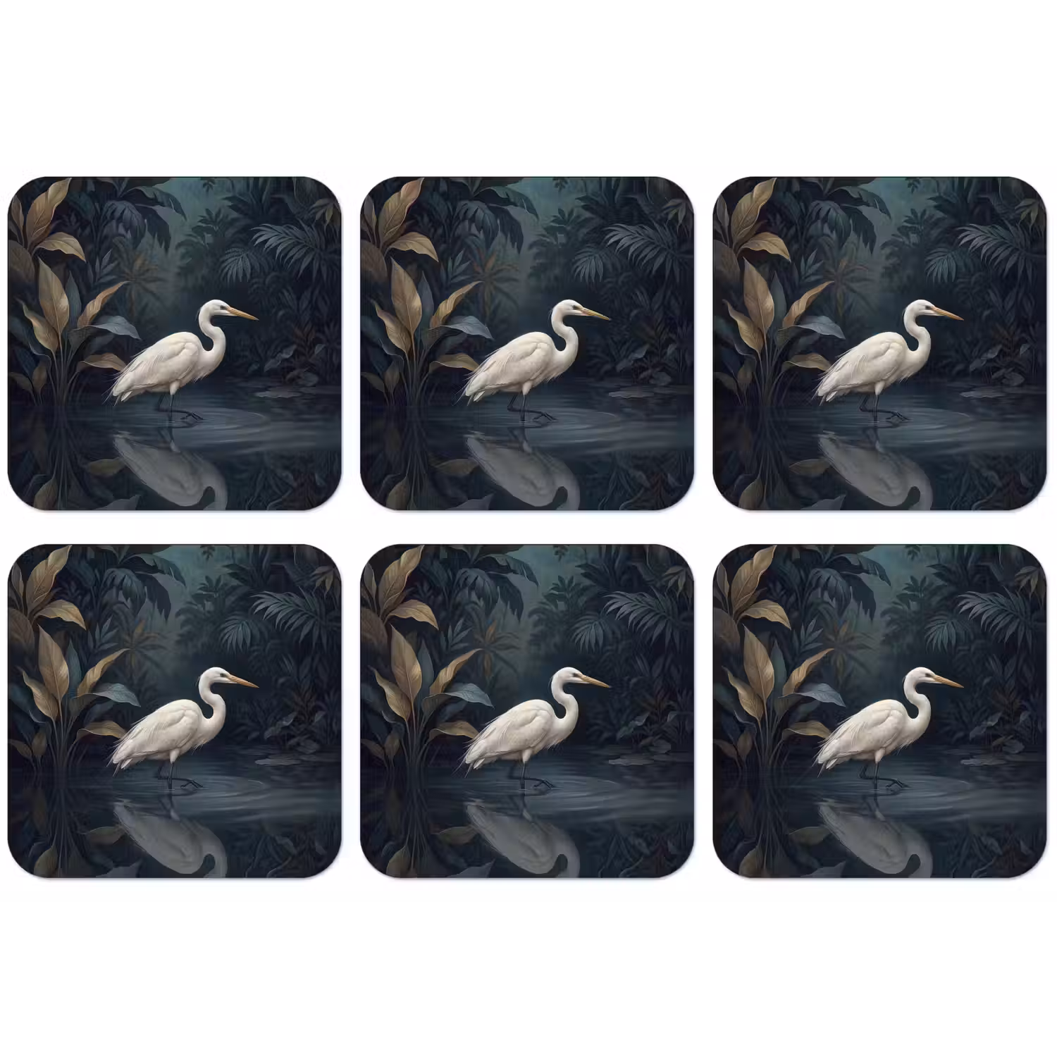 Reiger - Water - Natuur - Modern - Wit onderzetter kurk middel -zkaufland3dotto