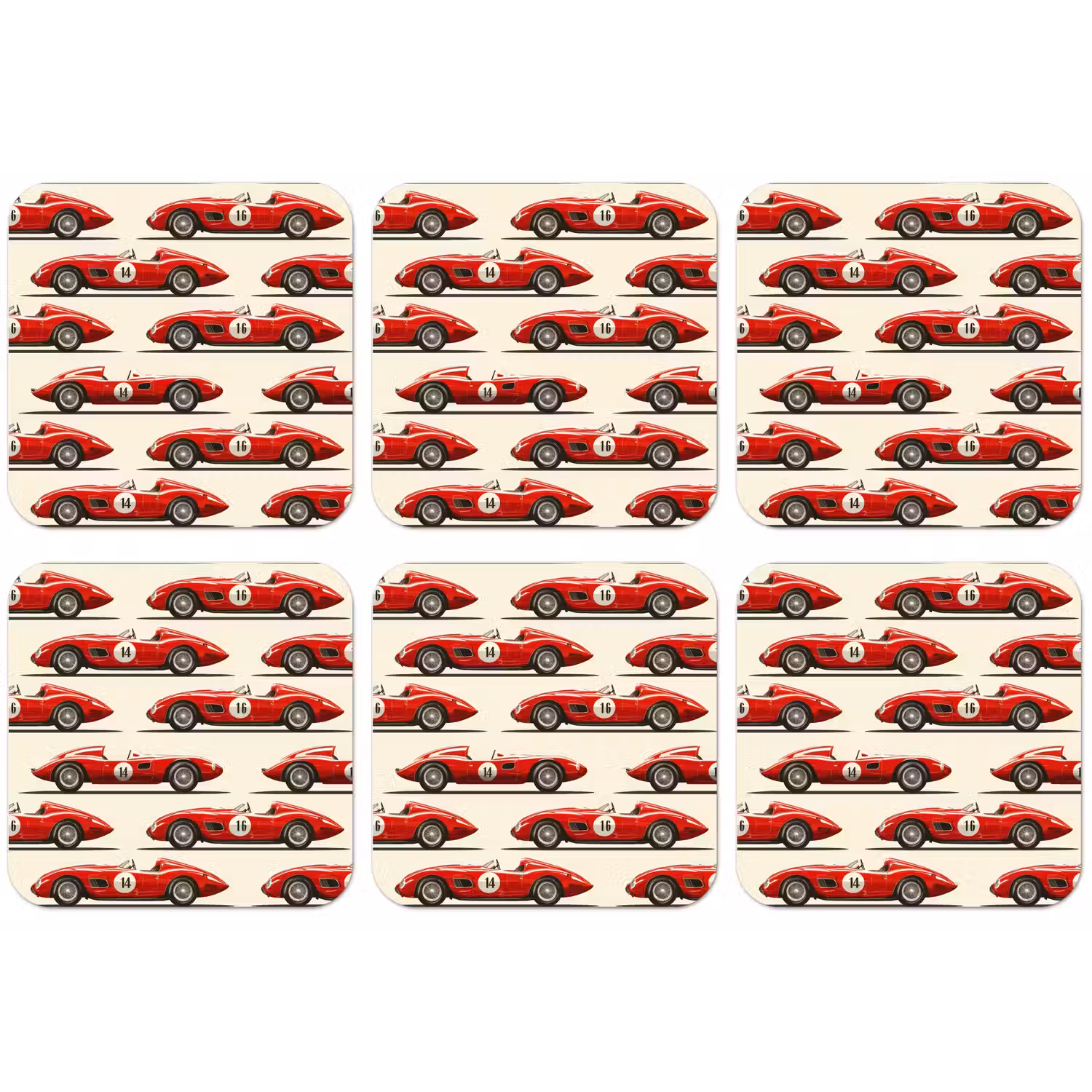 Raceauto - Retro - Rood onderzetter kurk middel 366 -zkaufland3dotto
