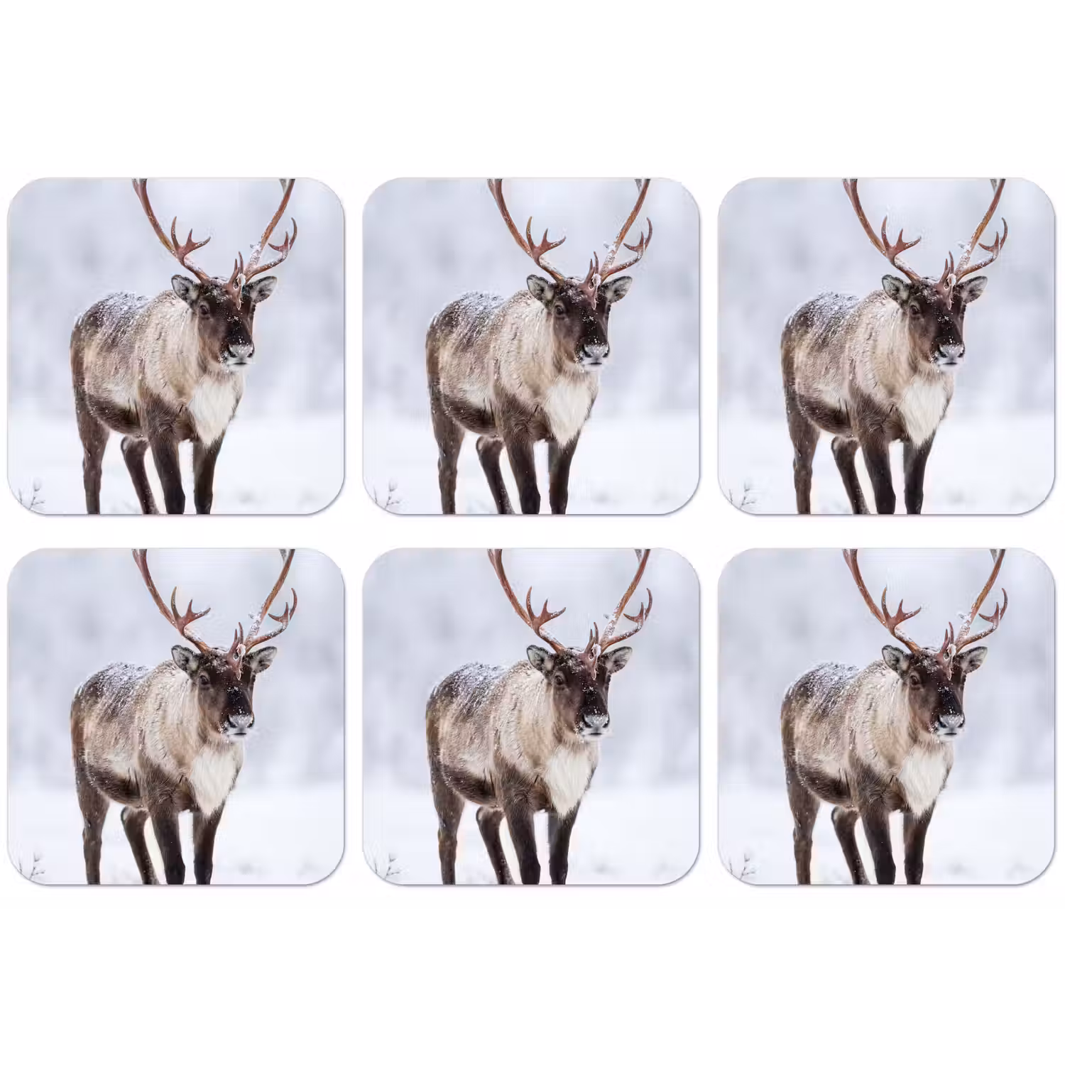 Rendier - Gewei - Toendra - Sneeuw - Wild onderzetter kurk middel -zkaufland3dotto