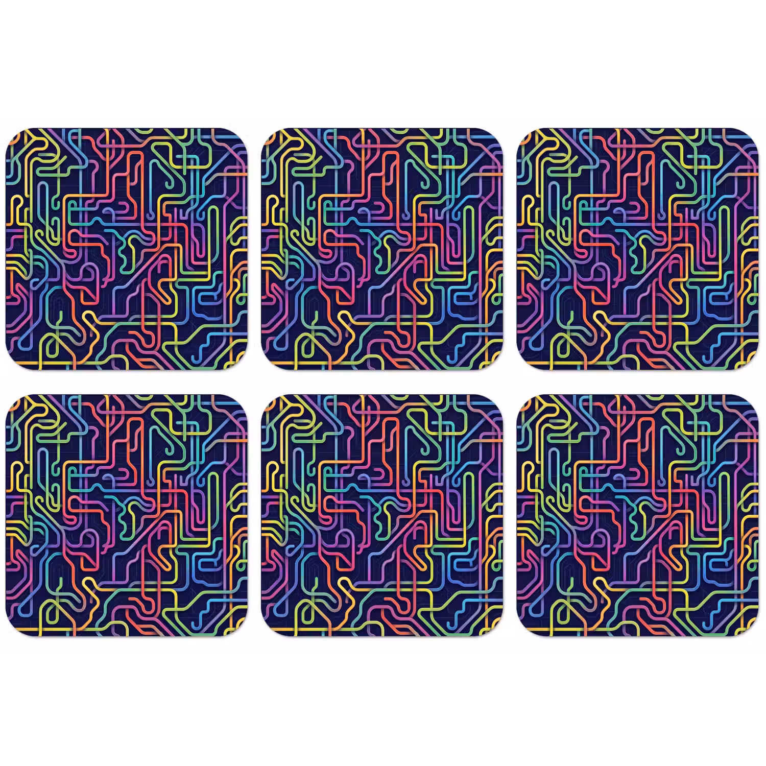 Retro - Abstract - Neon onderzetter kurk middel -zkaufland3dotto