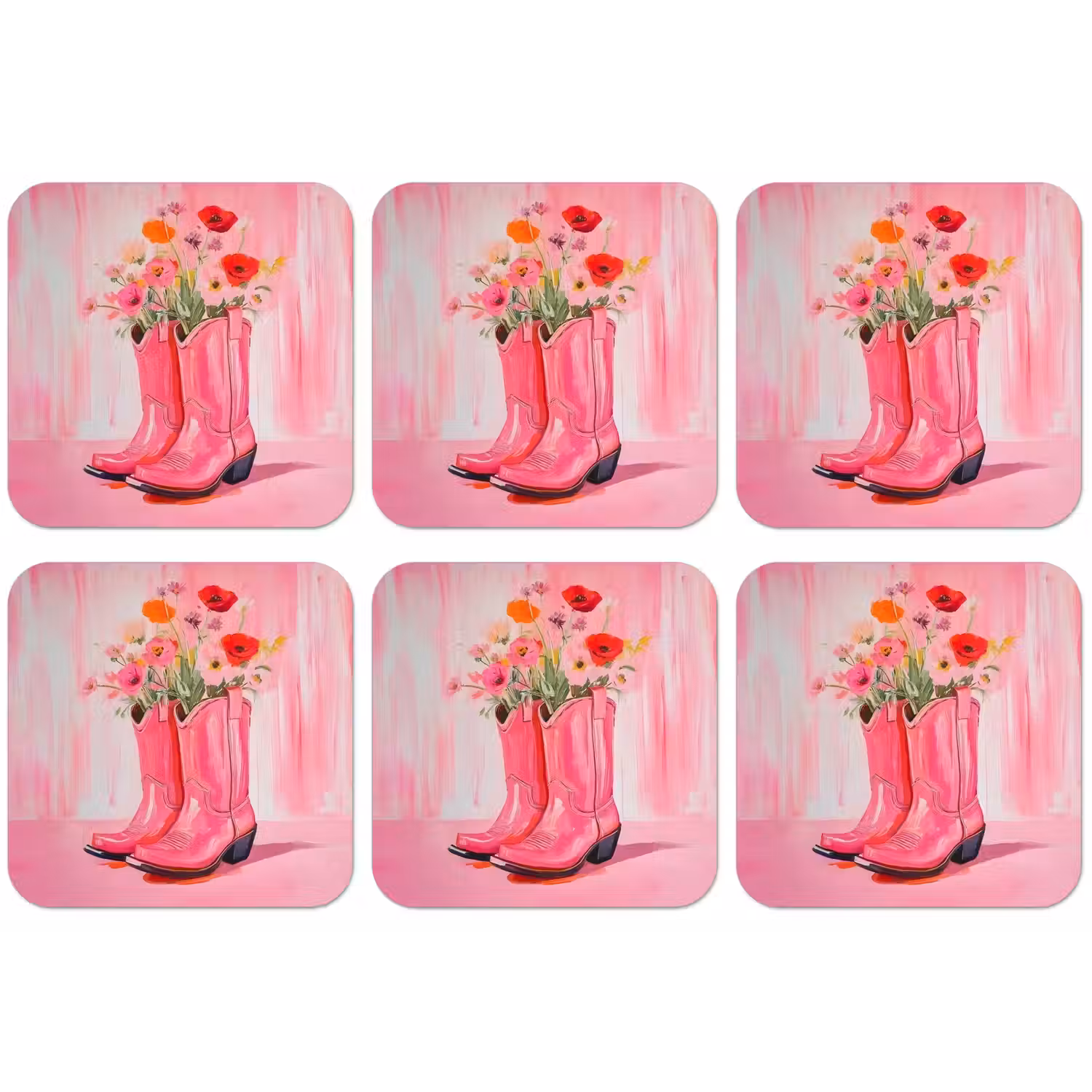 Roze - Bloemen - Cowboy onderzetter kurk middel -zkaufland3dotto