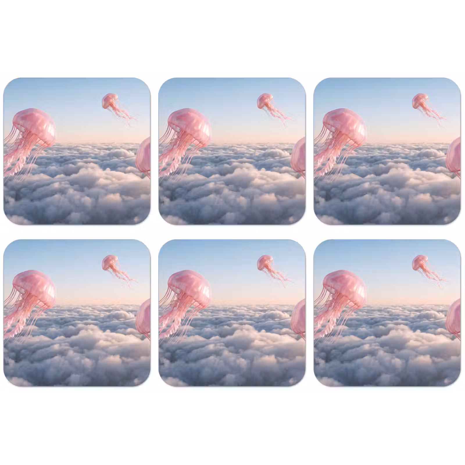 Untersetzer - Rosa Tier – Wolken - Roze dier - Wolken onderzetter kurk middel