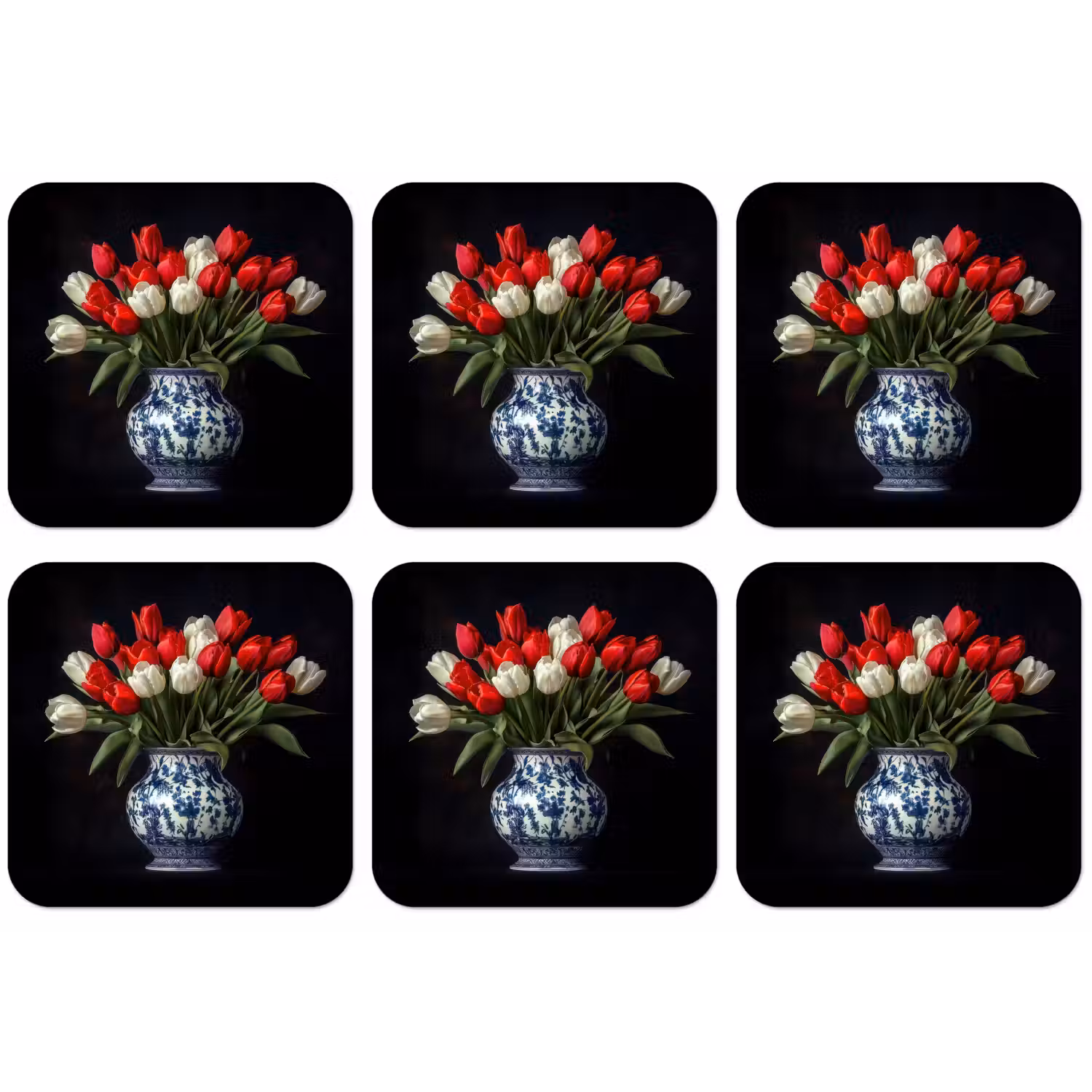 Rode - Bloemen - Tulpen - Vaas onderzetter kurk middel -zkaufland3dotto