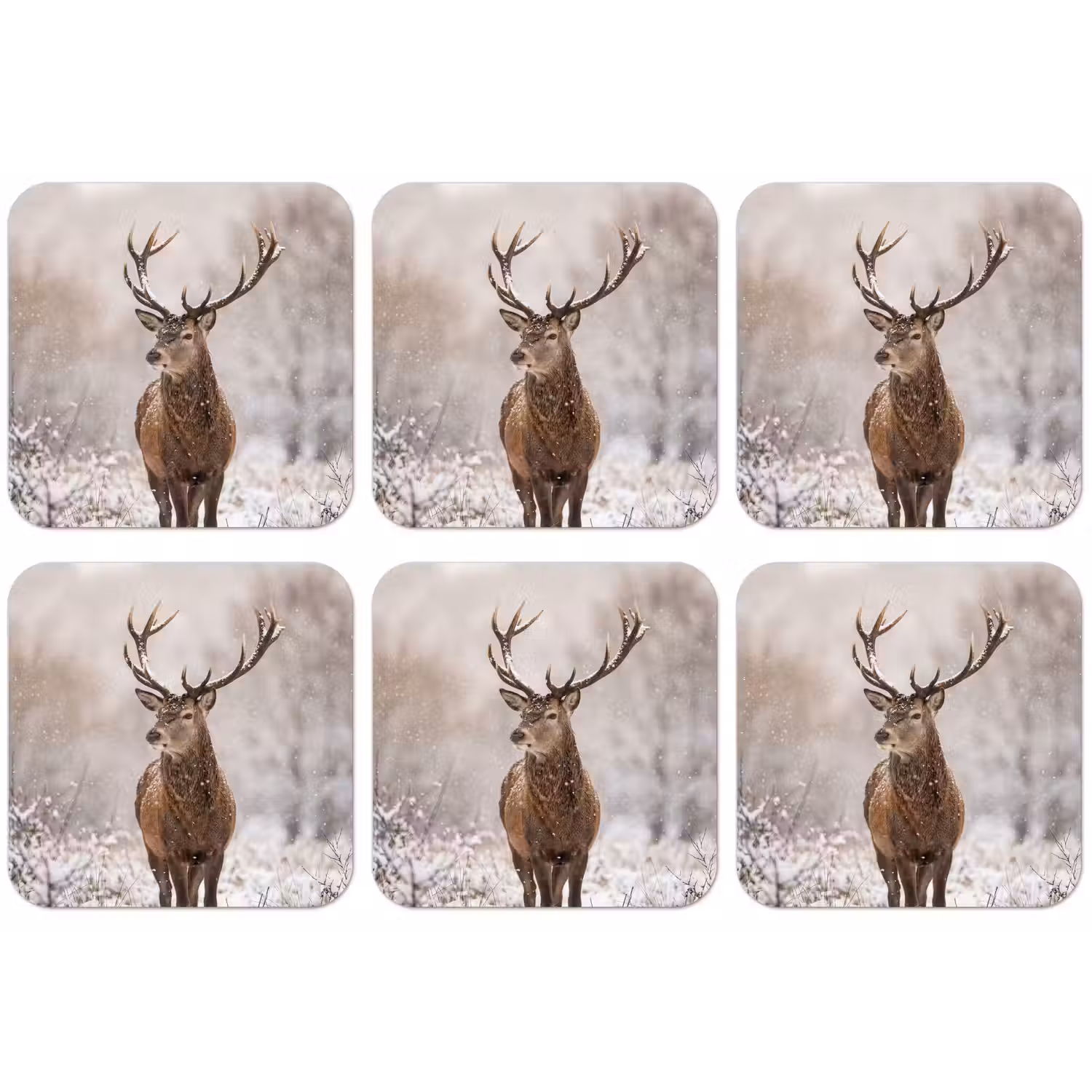 Edelhert - Bos - Sneeuw - Winter - Majestueus onderzetter kurk middel -zkaufland3dotto