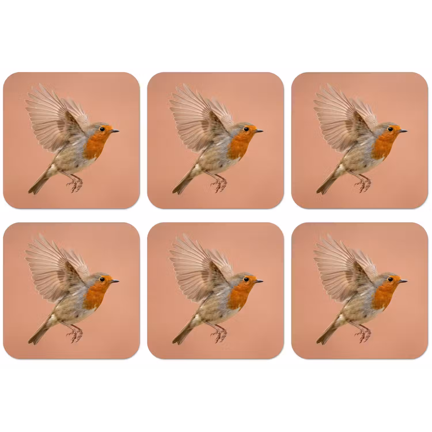 Roodborst - Natuur - Roze onderzetter kurk middel -zkaufland3dotto