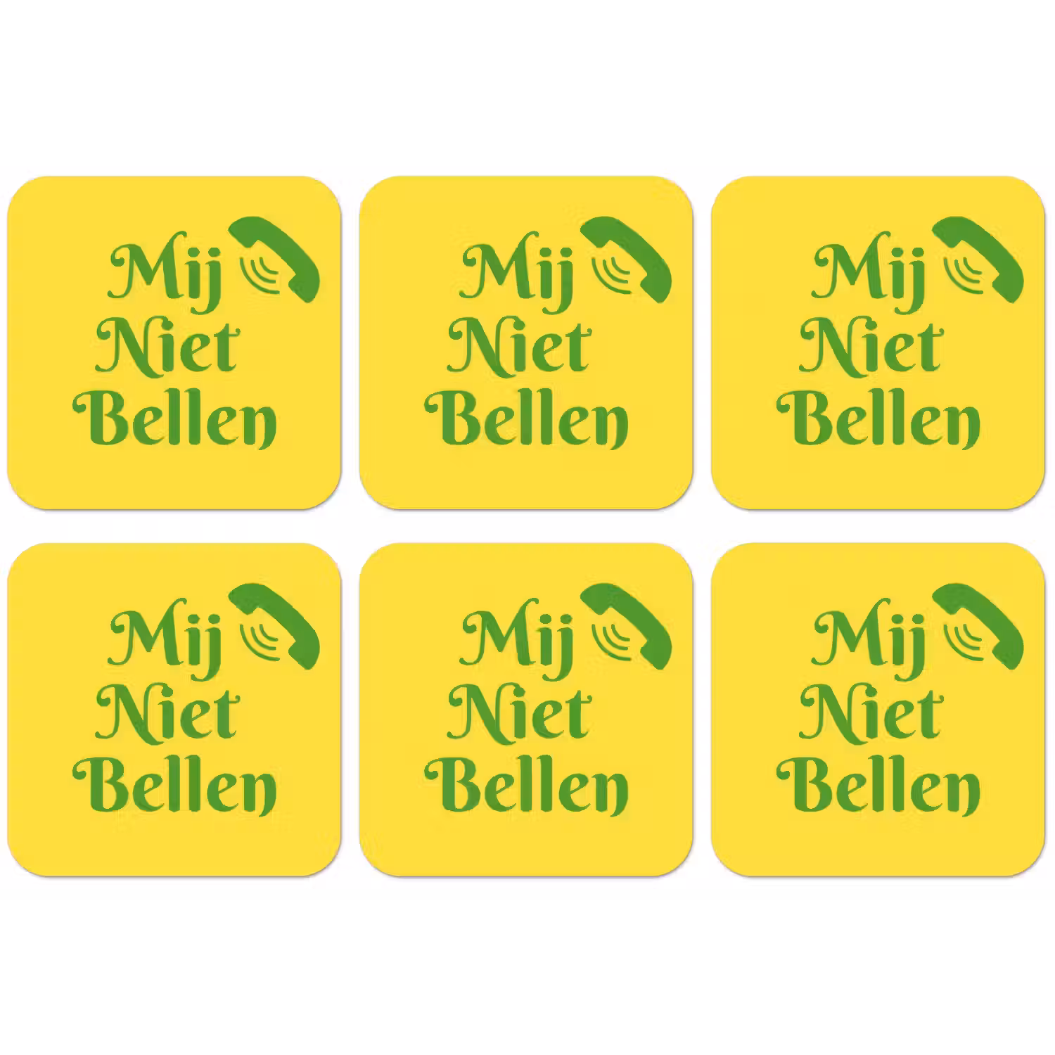 Mij niet bellen - Telefoon - Geel onderzetter kurk middel -zkaufland3dotto
