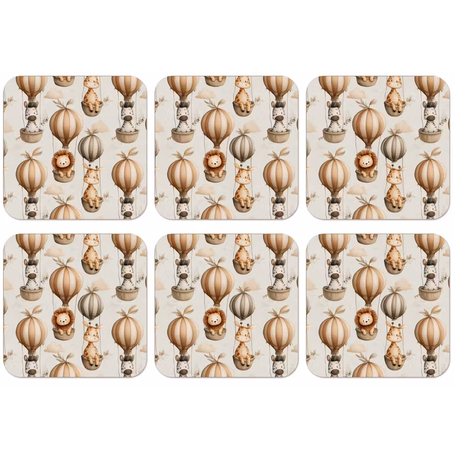 Safari - Luchtballonen - Taupe onderzetter kurk middel 366 -zkaufland3dotto