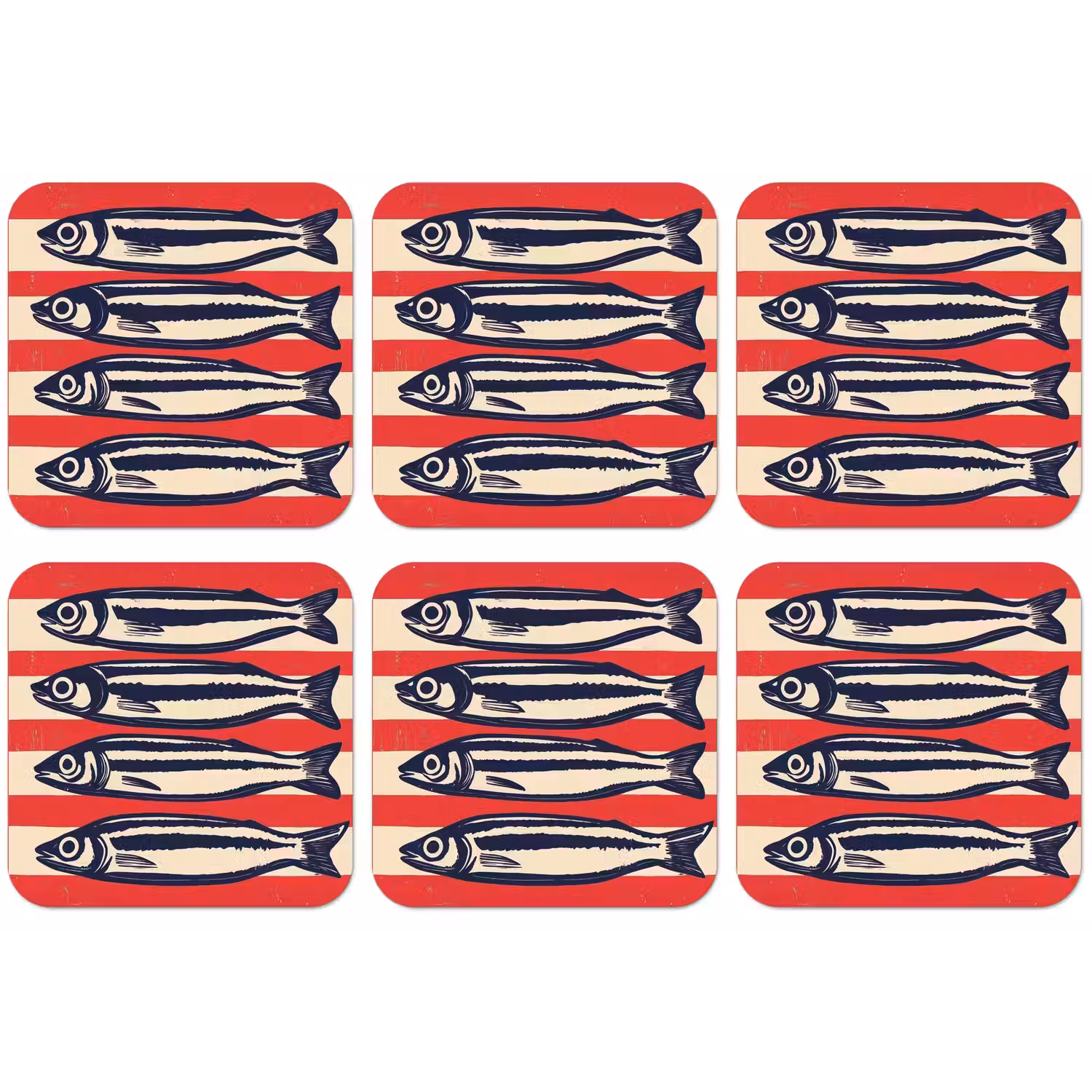 Sardines - Rood en beige strepen onderzetter kurk middel -zkaufland3dotto