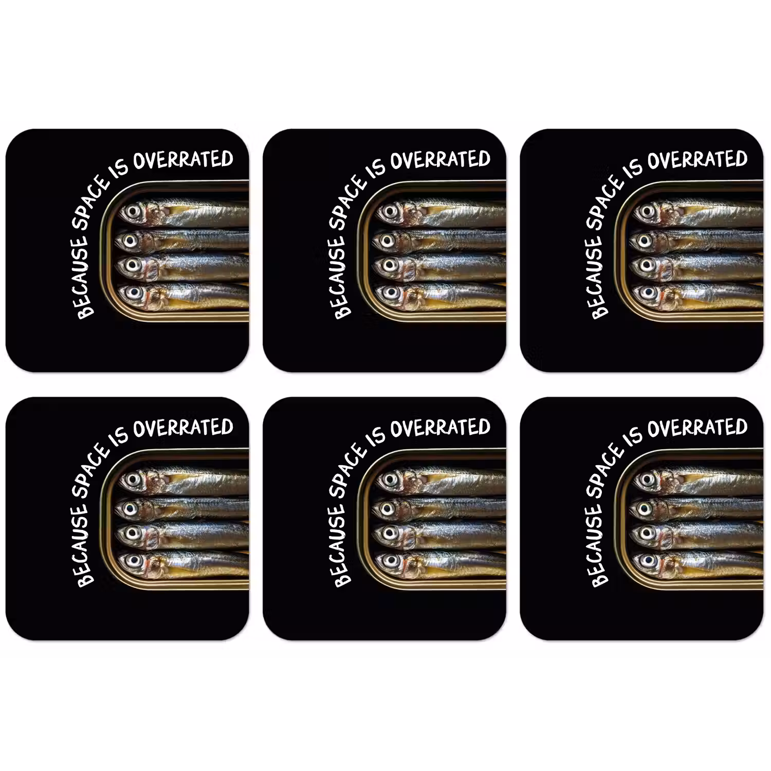 Sardines - Tekst - Vis - Blik onderzetter kurk middel -zkaufland3dotto
