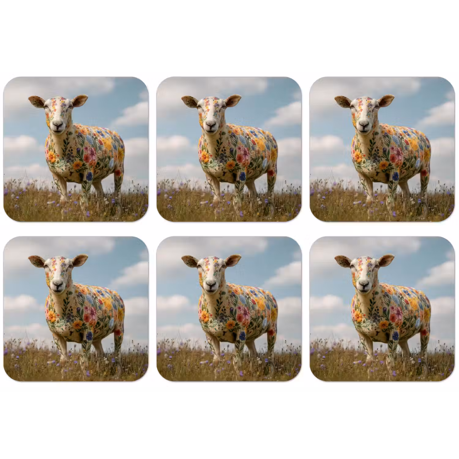 Schaap - Bloemen - Weide onderzetter kurk middel -zkaufland3dotto