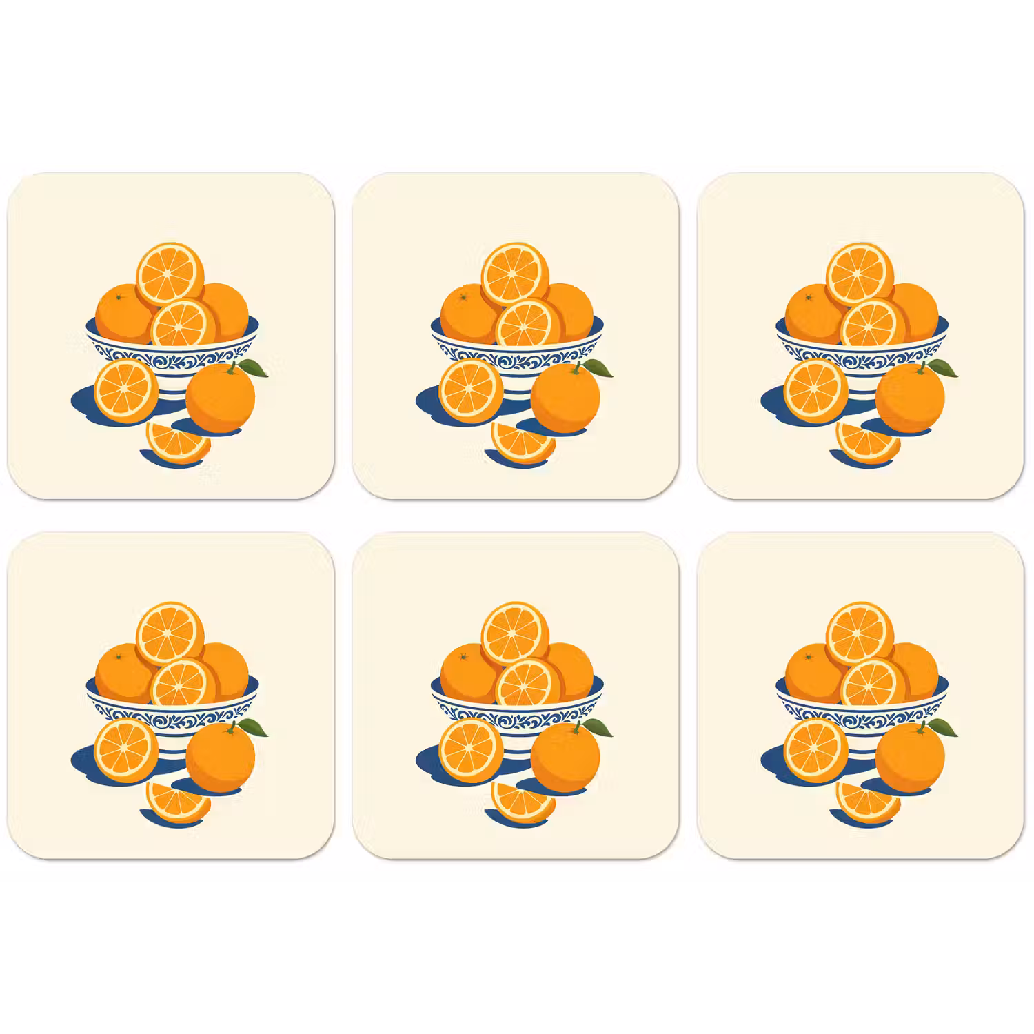 Schaal - Minimalistisch - Oranje - Sinaasappels onderzetter kurk middel -zkaufland3dotto