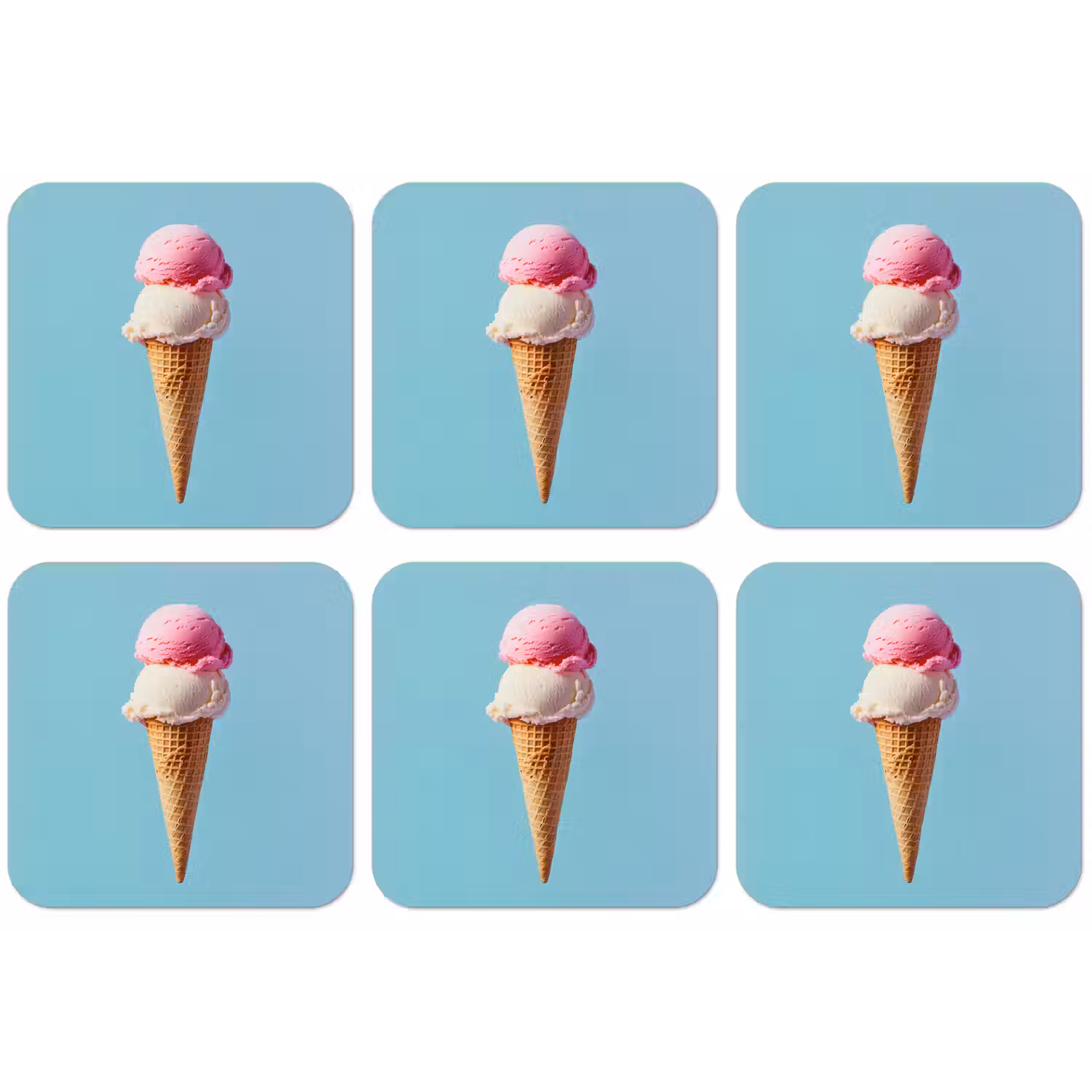 Bolletjes - Schepijs - Hoorntje - Blauw onderzetter kurk middel -zkaufland3dotto