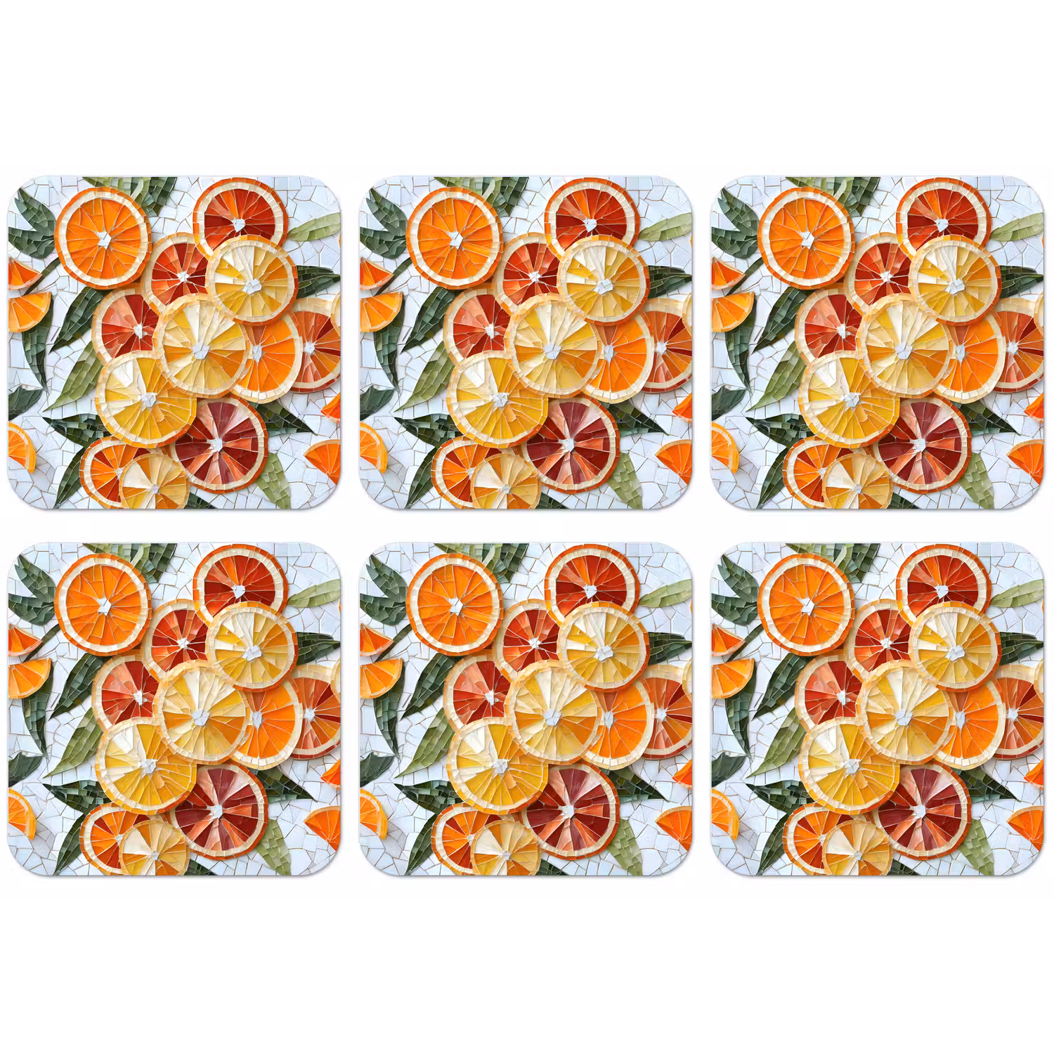 Schijfjes - Fruit - Oranje - Mozaïek onderzetter kurk middel -zkaufland3dotto