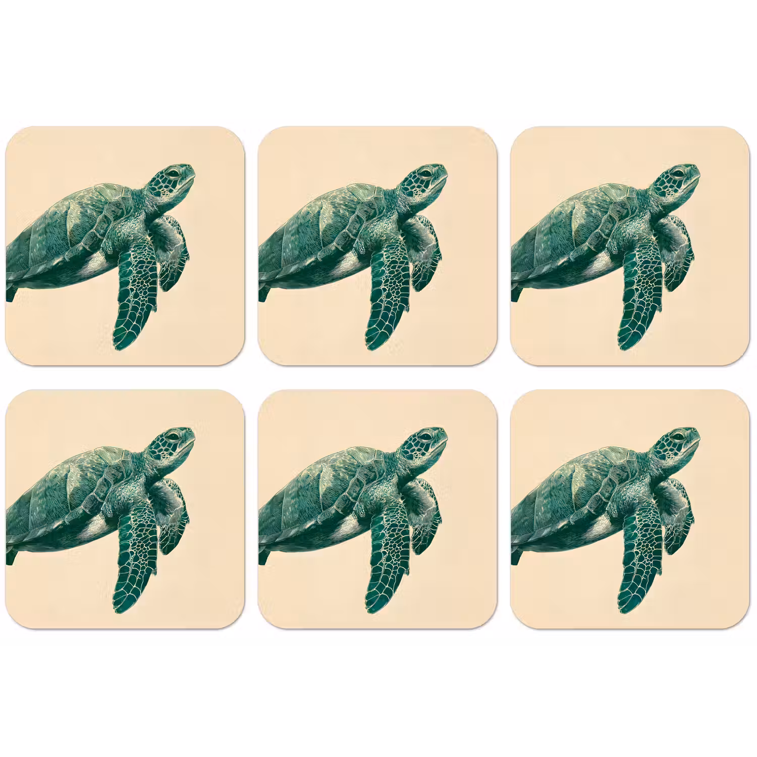 Schildpad - Sierlijk - Groen - Schild onderzetter kurk middel -zkaufland3dotto