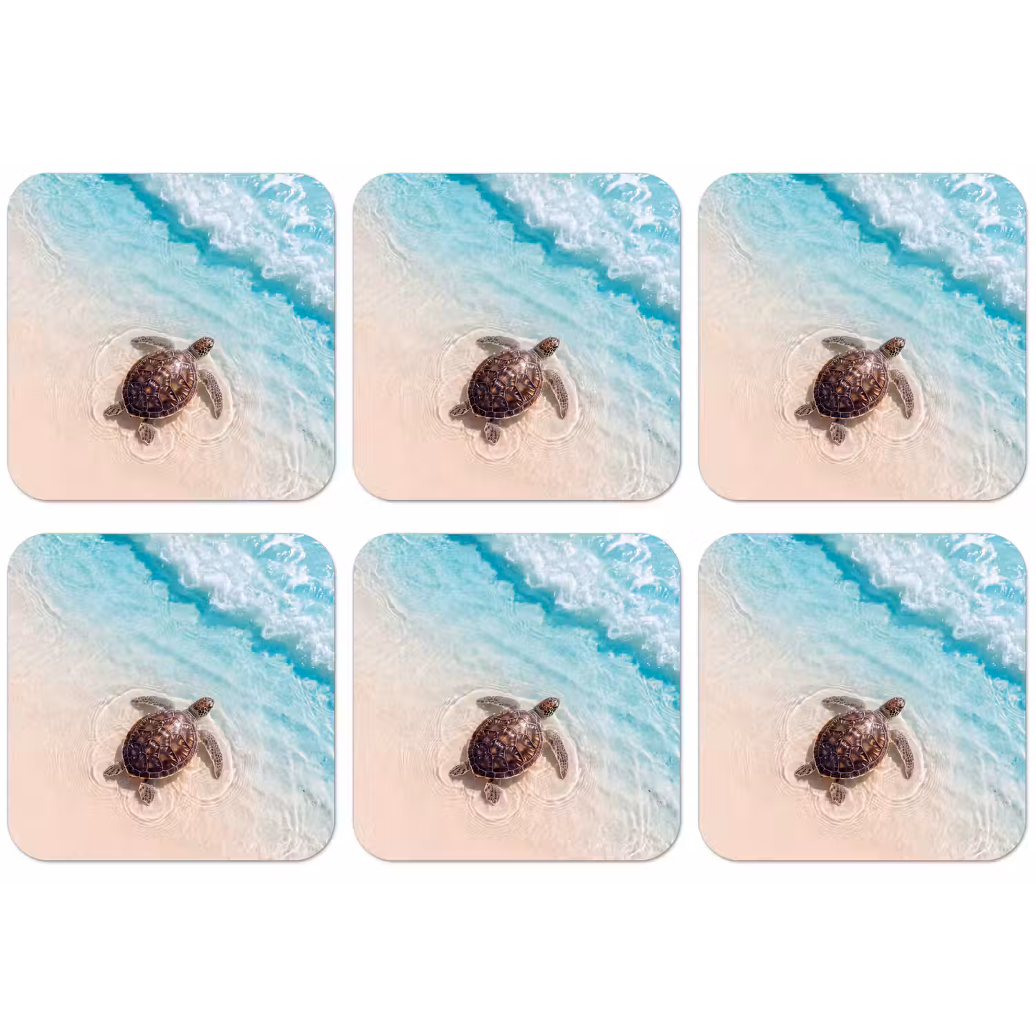 Schildpad - Helder water - Strand - Dieren - Natuur onderzetter kurk middel -zkaufland3dotto