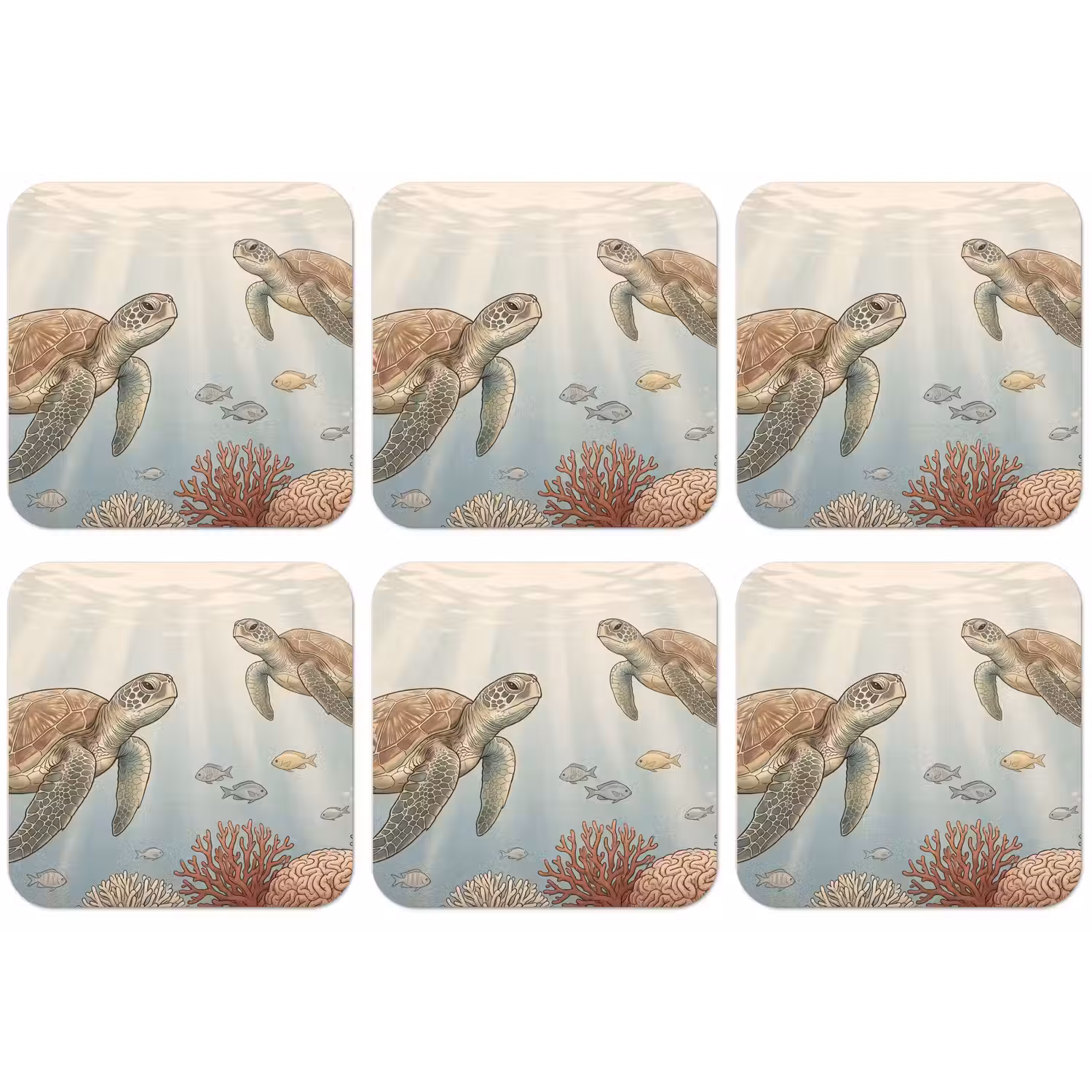 Schildpad - Onderwater - Natuur - Illustratie onderzetter kurk middel -zkaufland3dotto