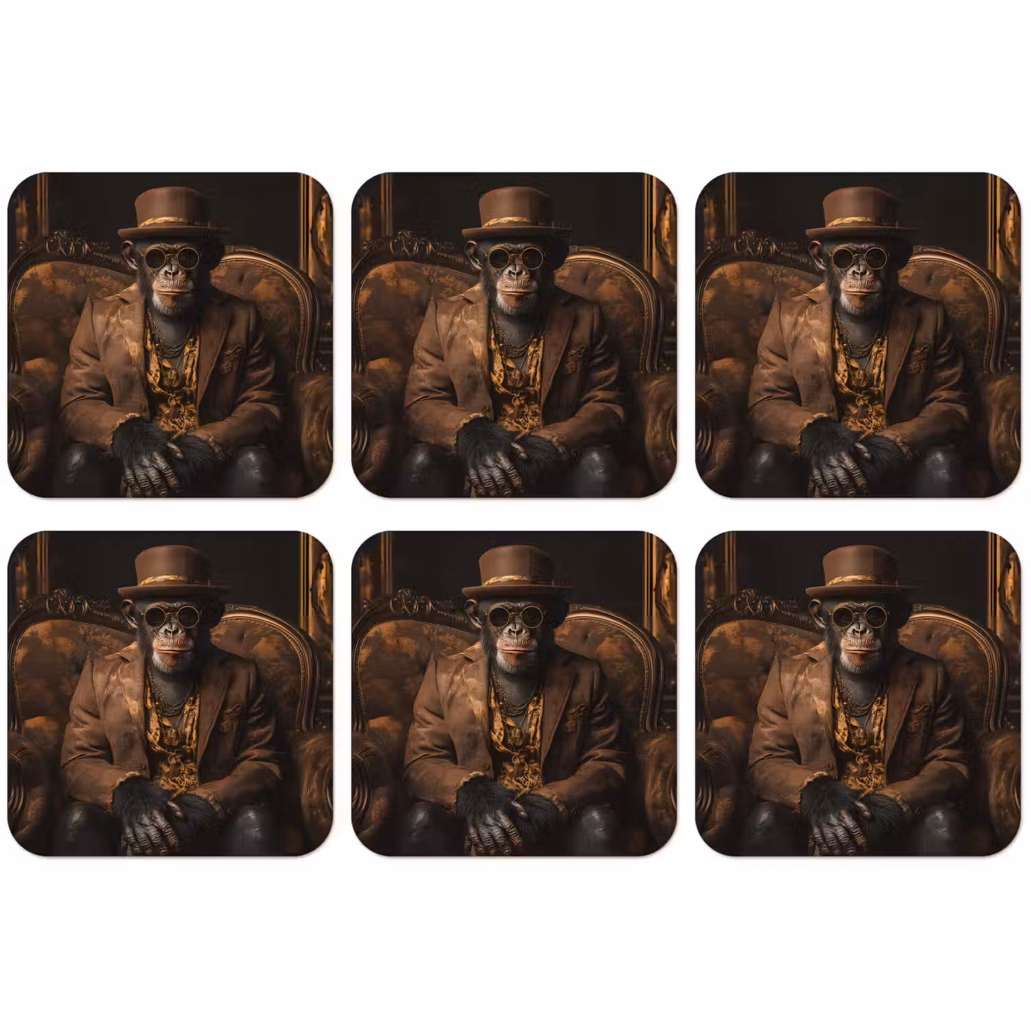 Chimpansee - Stoel - Pak - Bruin onderzetter kurk middel -zkaufland3dotto