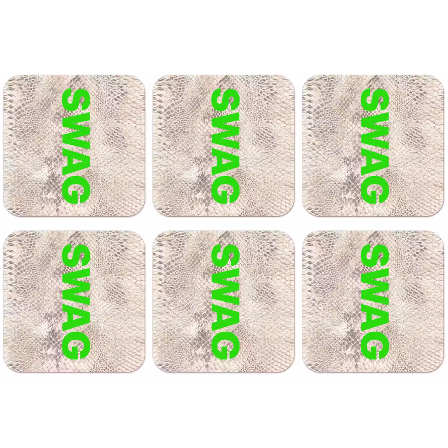 Slangenprint - SWAG - Neon - Groen onderzetter kurk middel -zkaufland3dotto
