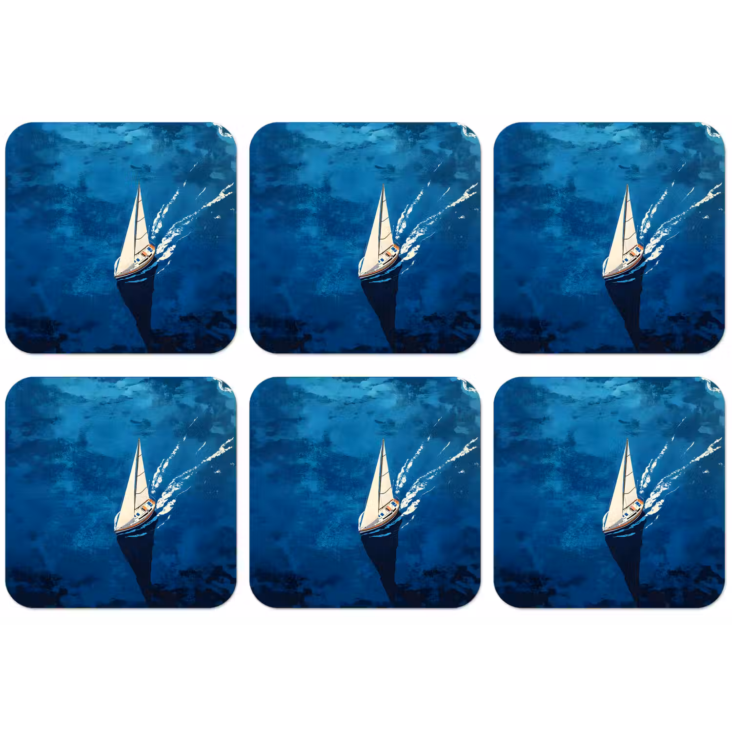 Zeilboot - Water - Abstract - Schaduw onderzetter kurk middel -zkaufland3dotto