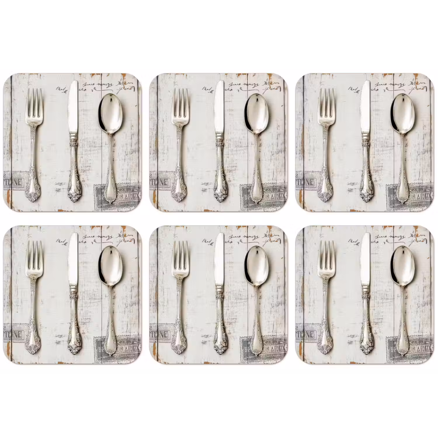 Zilver - Bestek - Hout onderzetter kurk middel -zkaufland3dotto