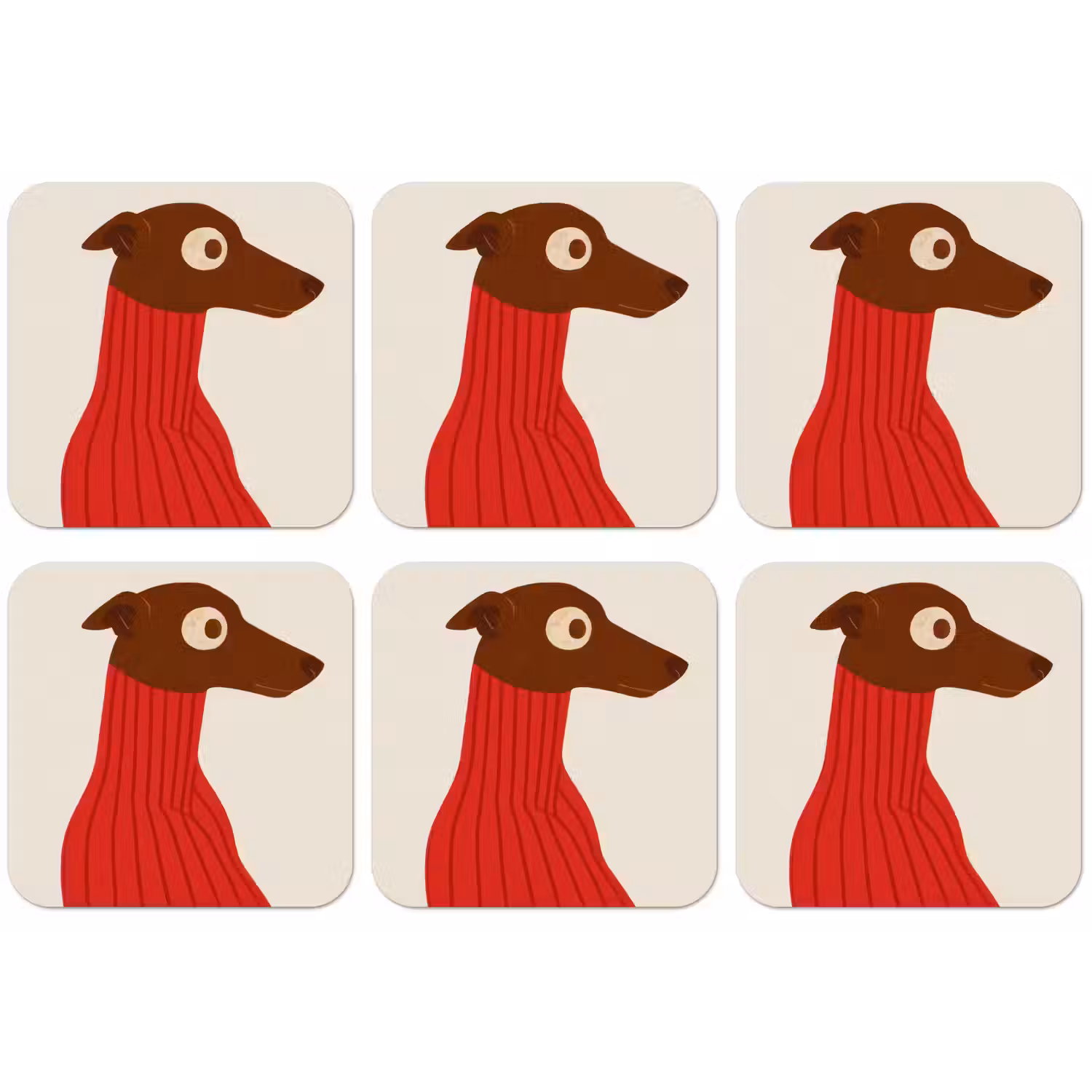 Silhouet - Hond - Trui - Rood onderzetter kurk middel -zkaufland3dotto