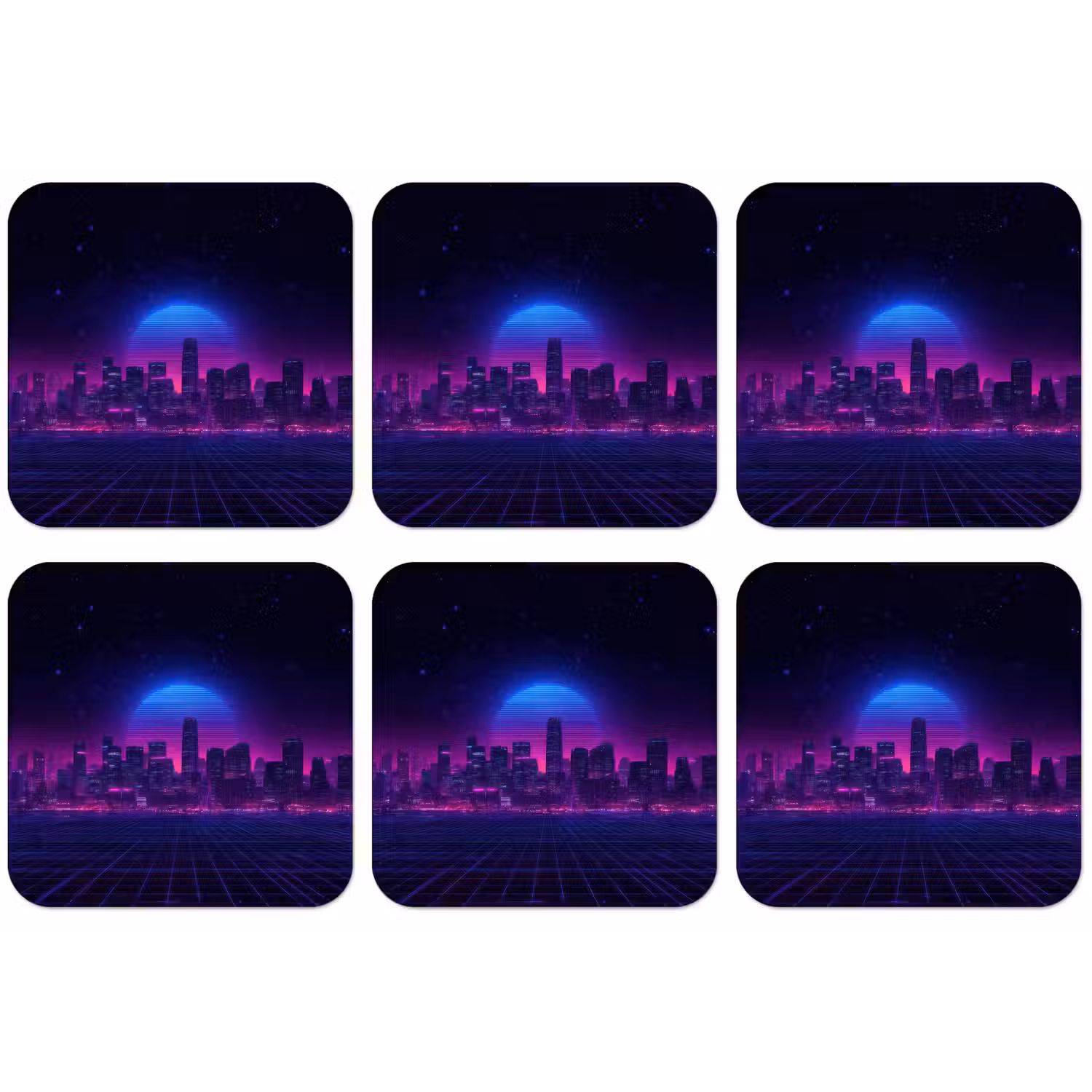 Skyline - Zon - Neon - Rasterpatroon onderzetter kurk middel -zkaufland3dotto
