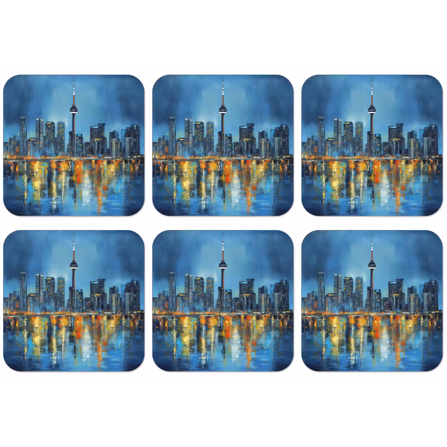 Skyline Toronto - Water - Stadslichten - Toren onderzetter kurk middel -zkaufland3dotto