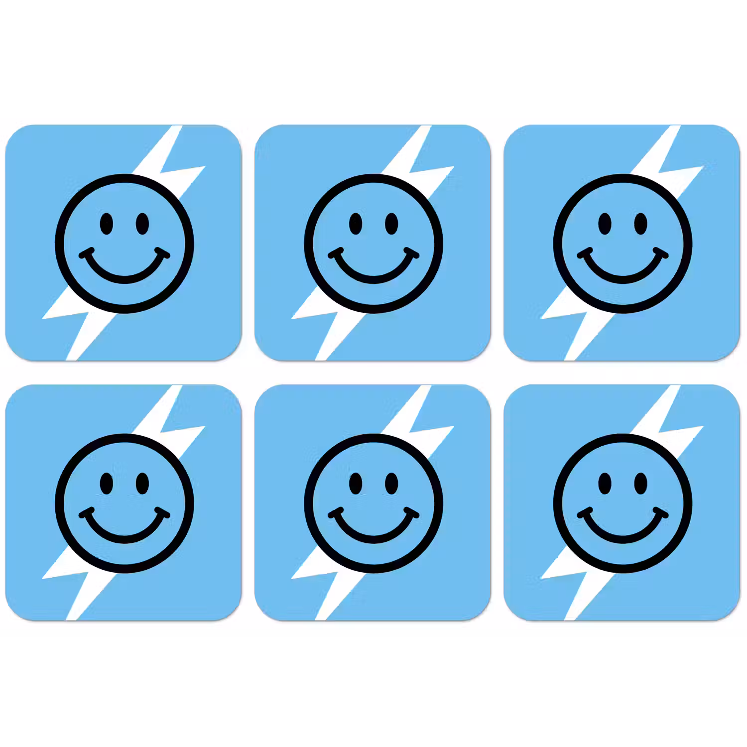 Smiley - Blauw - Bliksem onderzetter kurk middel -zkaufland3dotto