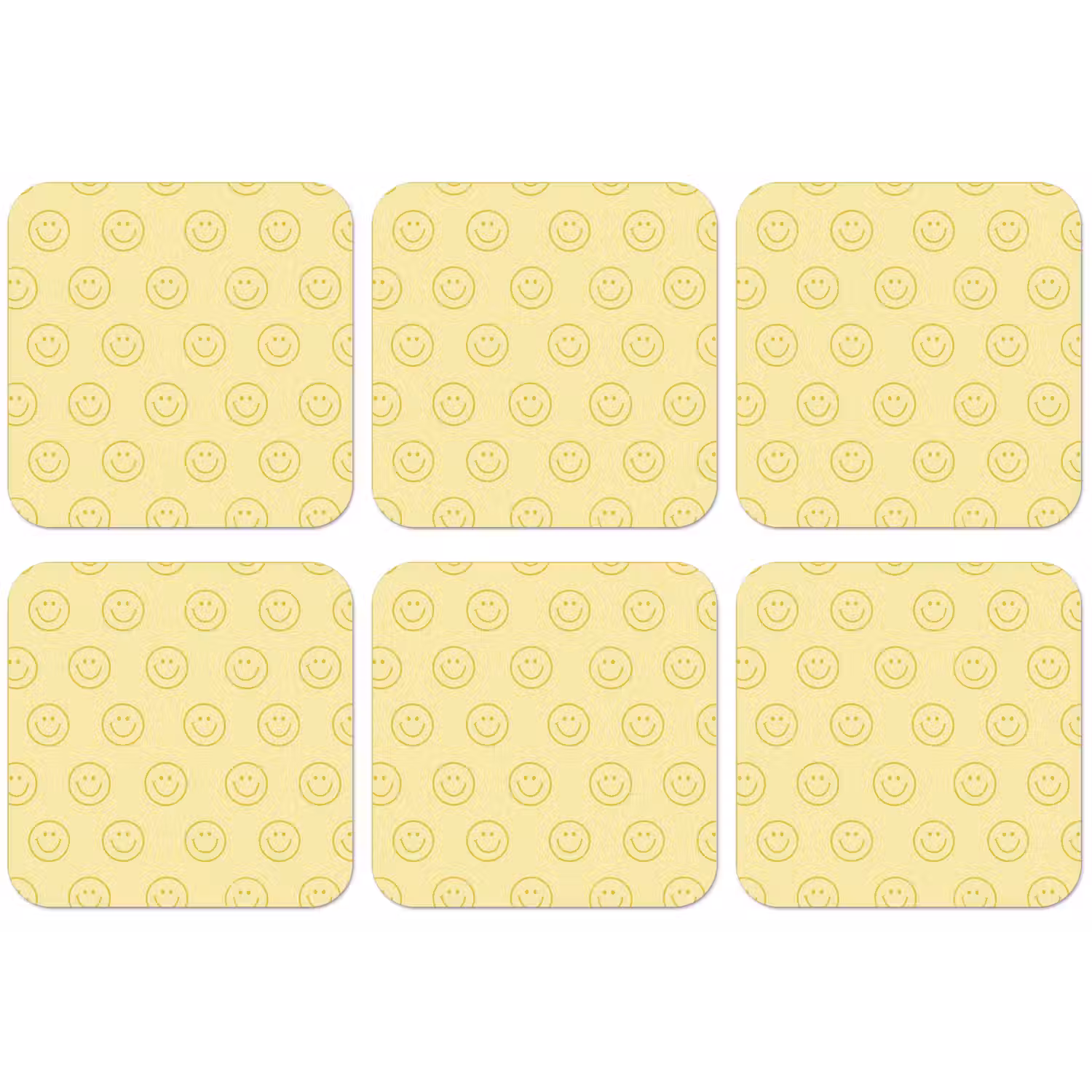 Smileys - Patroon - Retro - Zachtgeel onderzetter kurk middel 366 -zkaufland3dotto