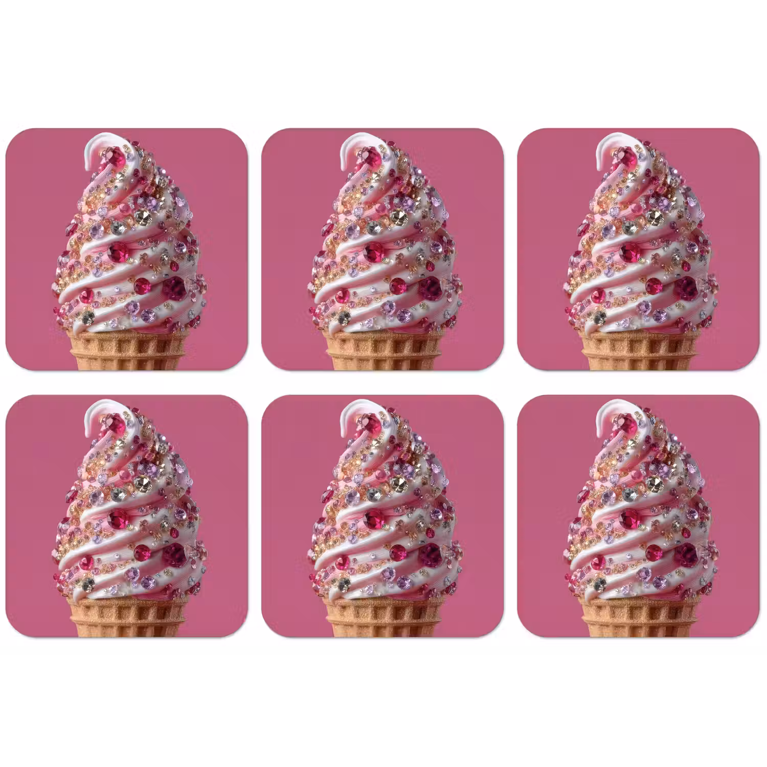 Softijs - Edelstenen - Roze - Hoorntje onderzetter kurk middel -zkaufland3dotto