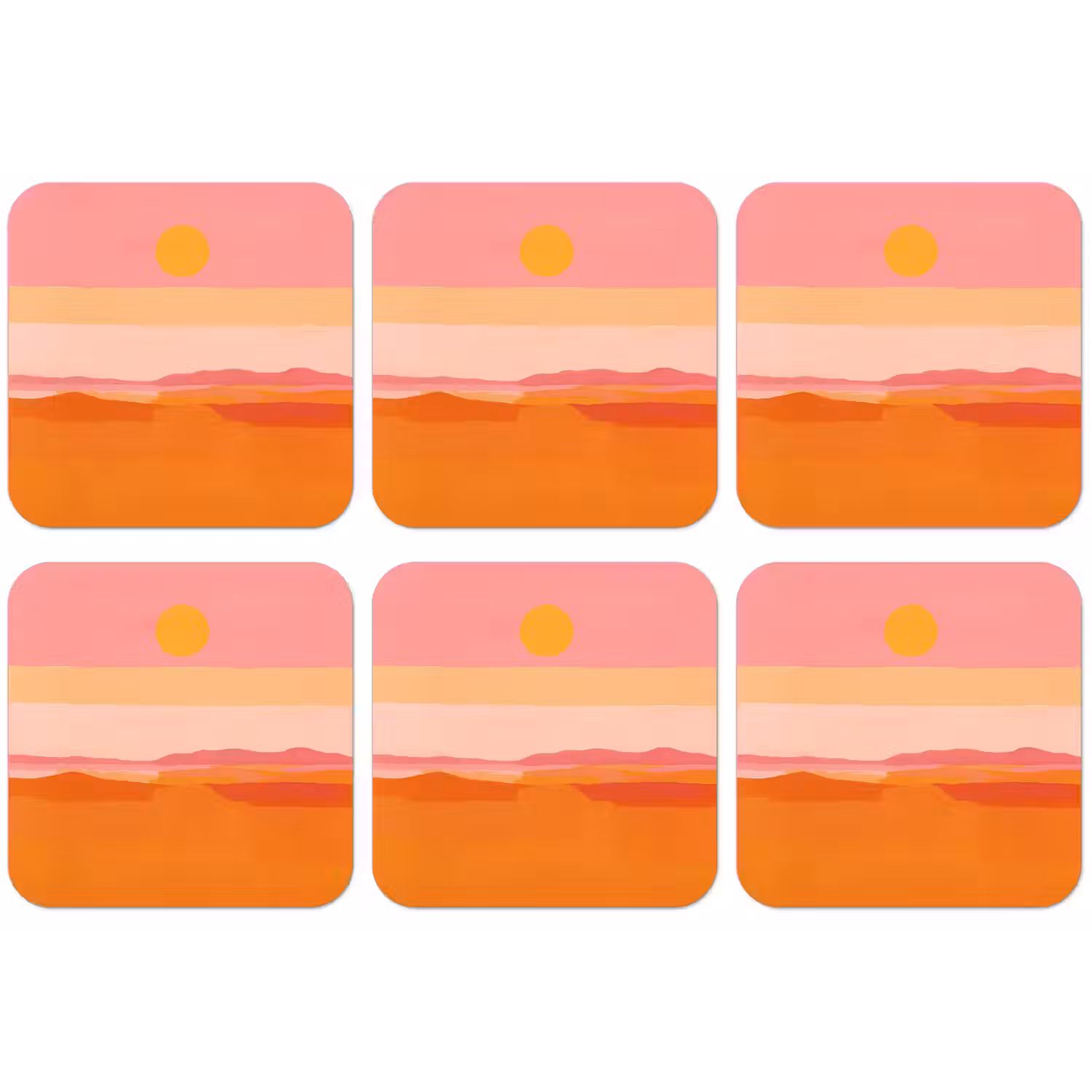 Zon - Abstract - Landschap - Oranje onderzetter kurk middel -zkaufland3dotto