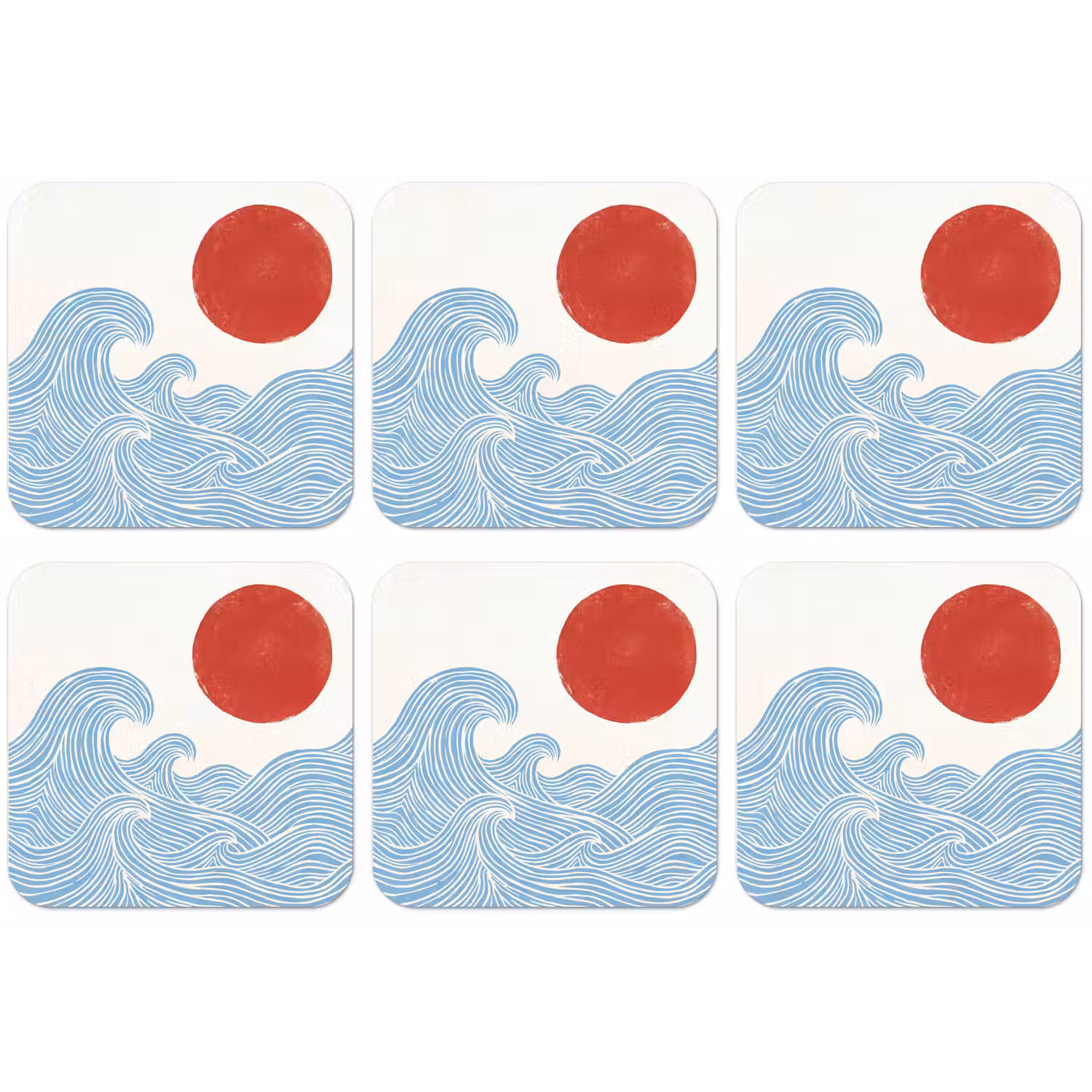 Zon - Golven - Oceaan - Abstract - Rood onderzetter kurk middel -zkaufland3dotto