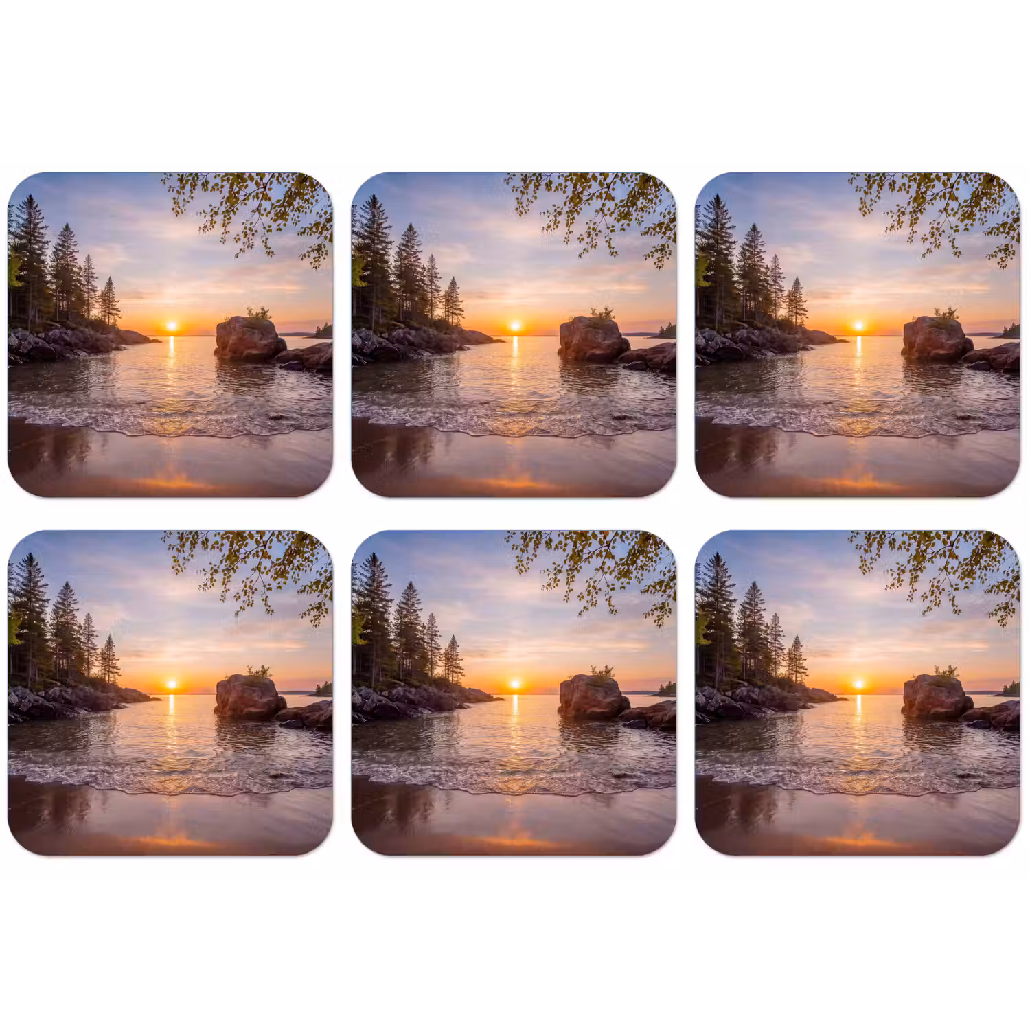 Zonsondergang - Kust - Water - Natuur - Oranje onderzetter kurk middel -zkaufland3dotto
