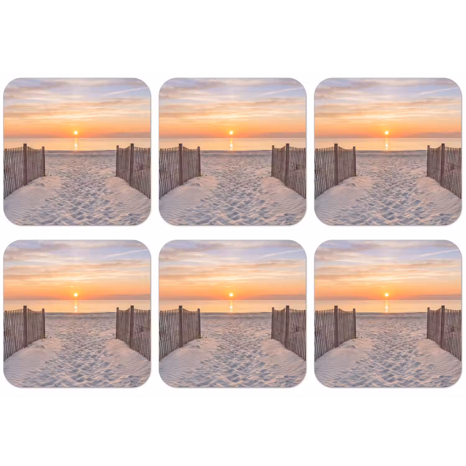 Zonsondergang - Strand - Zand onderzetter kurk middel -zkaufland3dotto