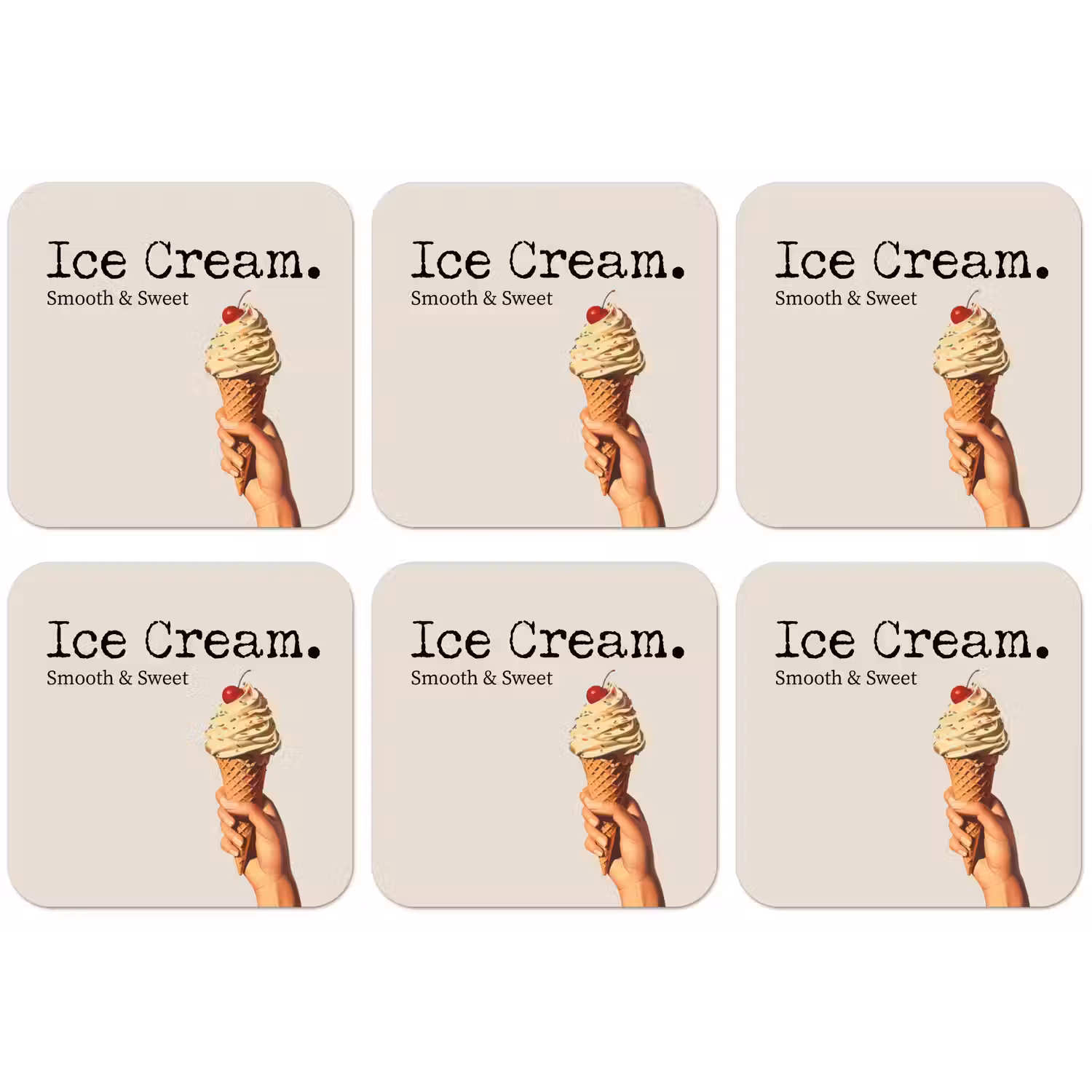 Ice cream - Softijs - Kleurrijk - Kers onderzetter kurk middel -zkaufland3dotto