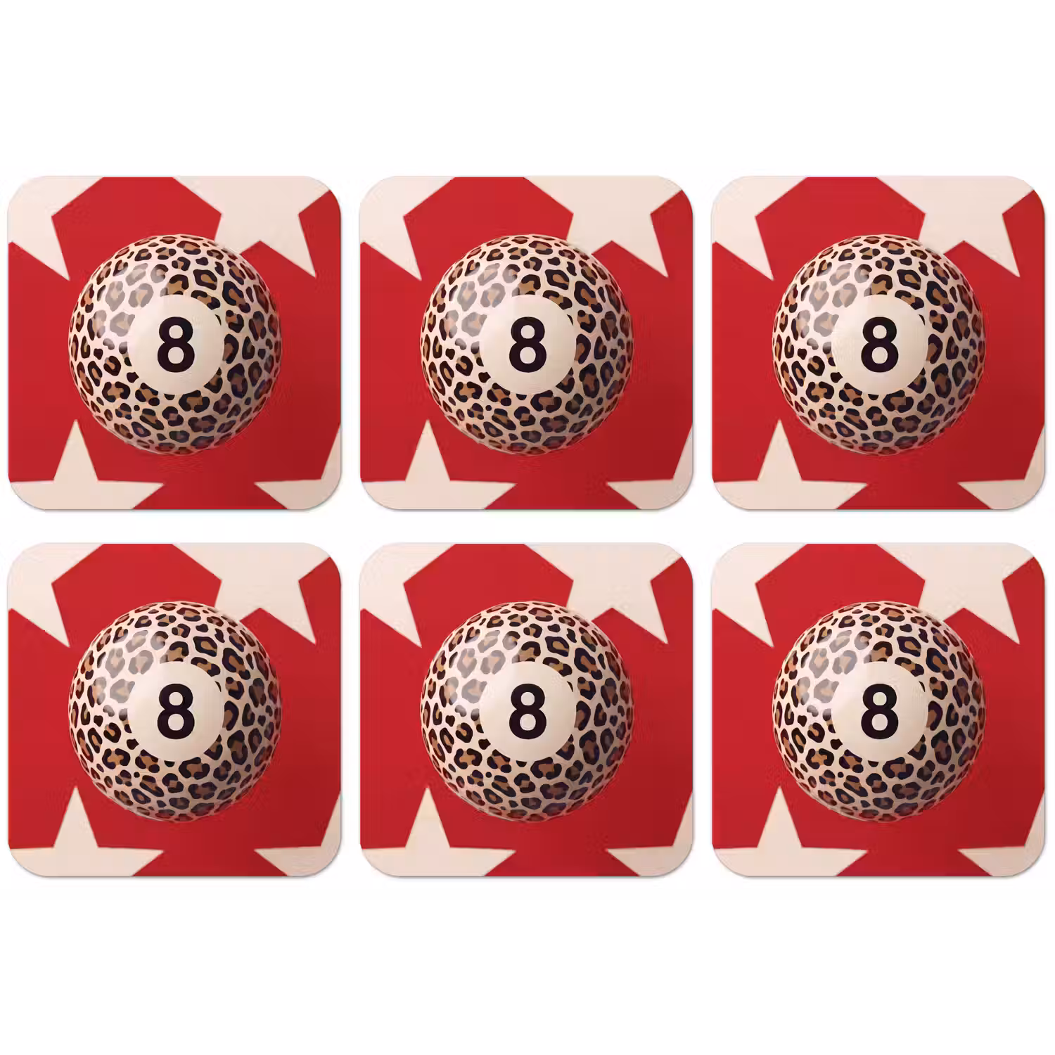 Spel - Dierenprint - Nummer 8 - Modern - Rood onderzetter kurk middel -zkaufland3dotto