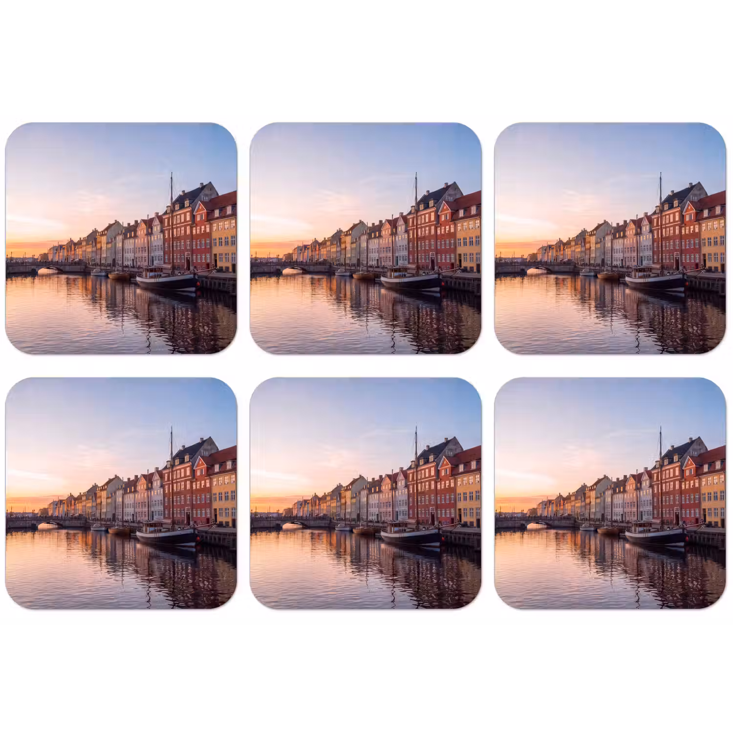 Stad - Gracht - Zonsondergang - Klassiek - Kleurrijk onderzetter kurk middel -zkaufland3dotto