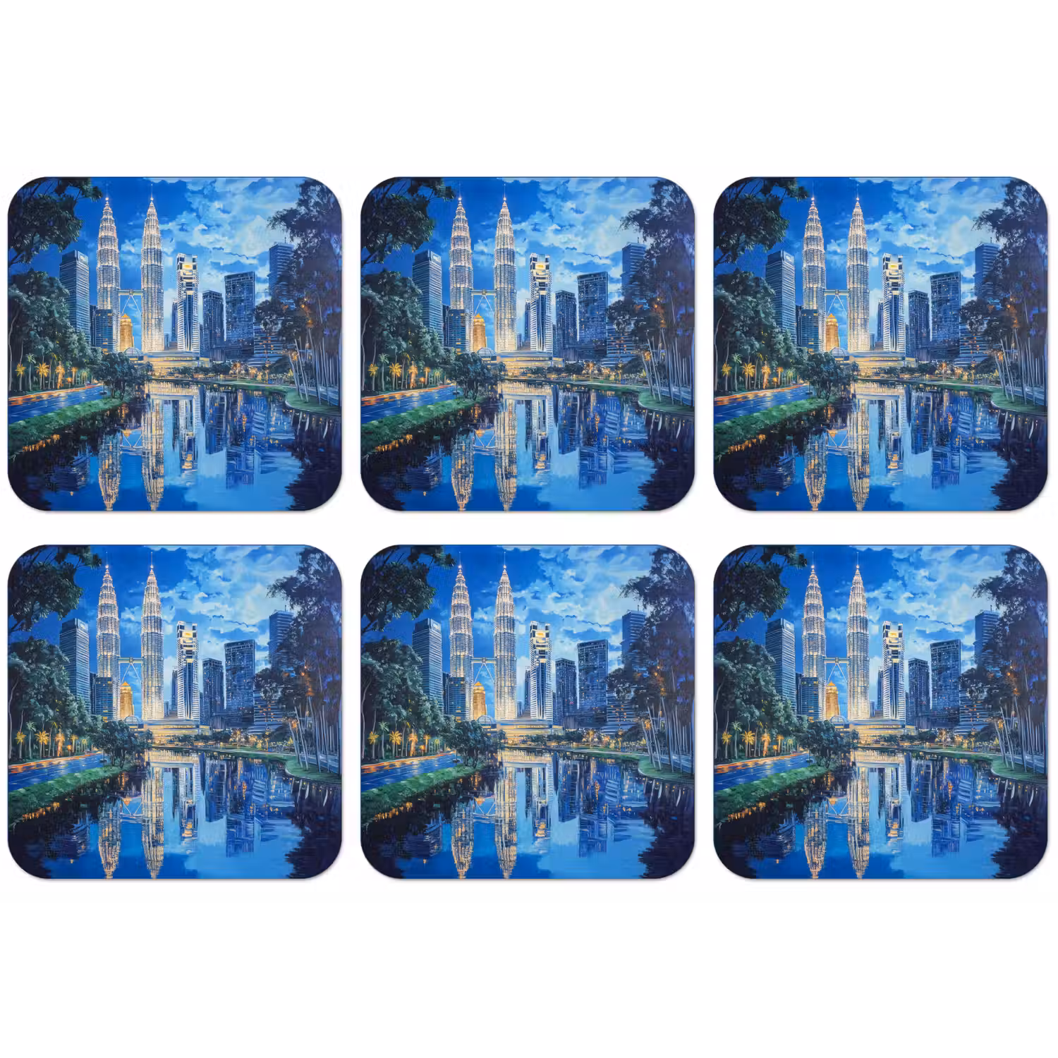 Stad Kuala Lumpur - Skyline - Wolkenkrabbers - Water onderzetter kurk middel -zkaufland3dotto