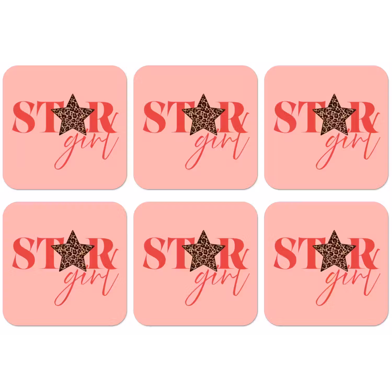 Star girl - Roze - Panter - Ster onderzetter kurk middel -zkaufland3dotto