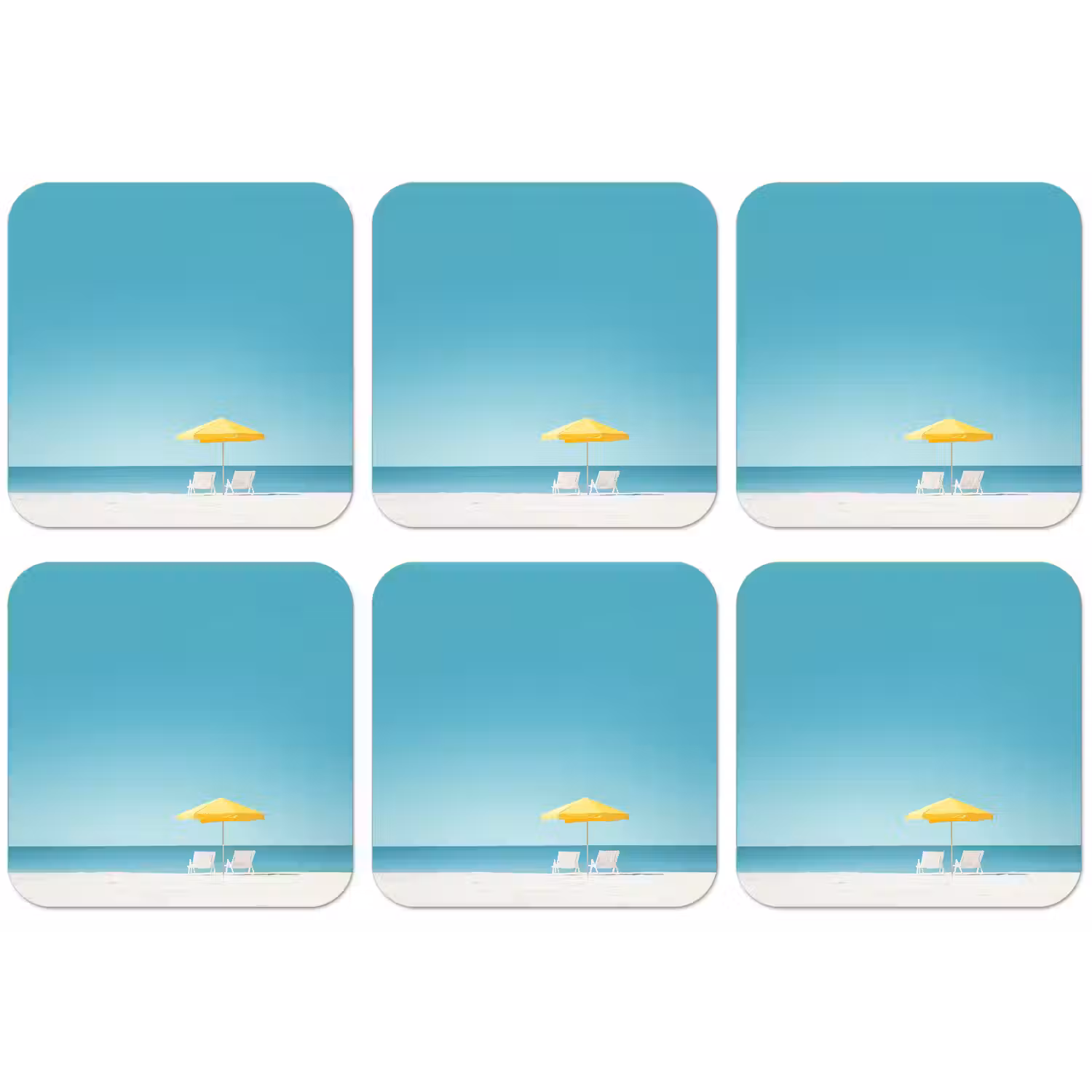 Strand - Blauwe lucht - Geel - Parasol onderzetter kurk middel -zkaufland3dotto