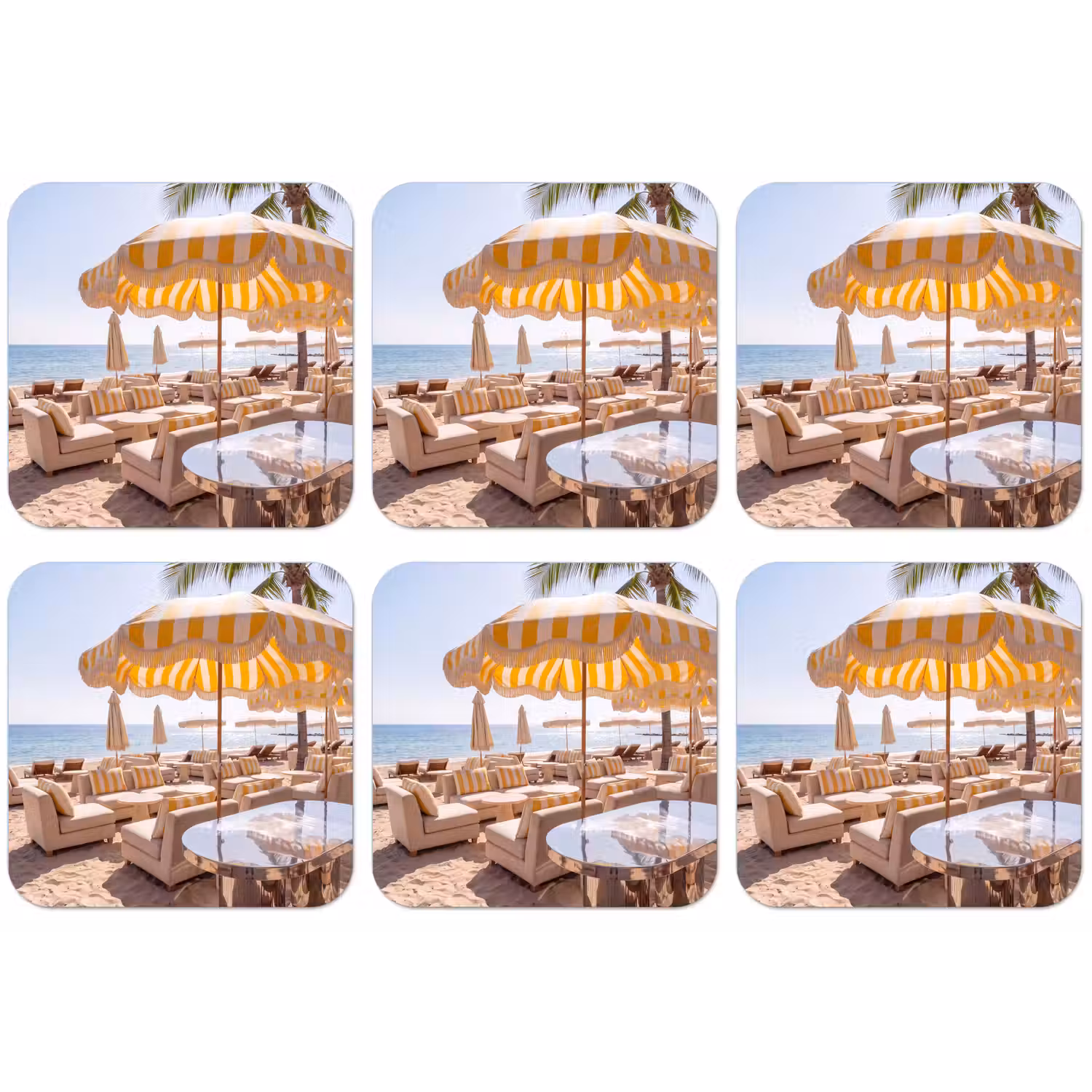 Strand - Ligbedden - Vakantie - Modern - Geel onderzetter kurk middel -zkaufland3dotto