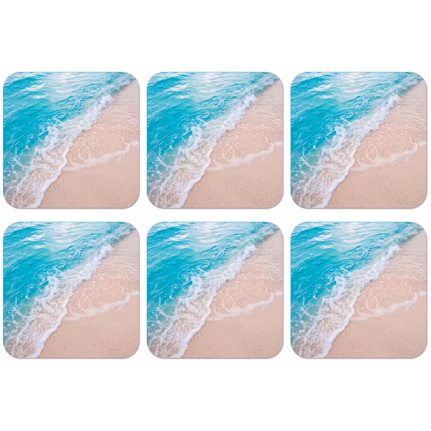 Strand - Zee - Golf - Natuur - Blauw onderzetter kurk middel -zkaufland3dotto