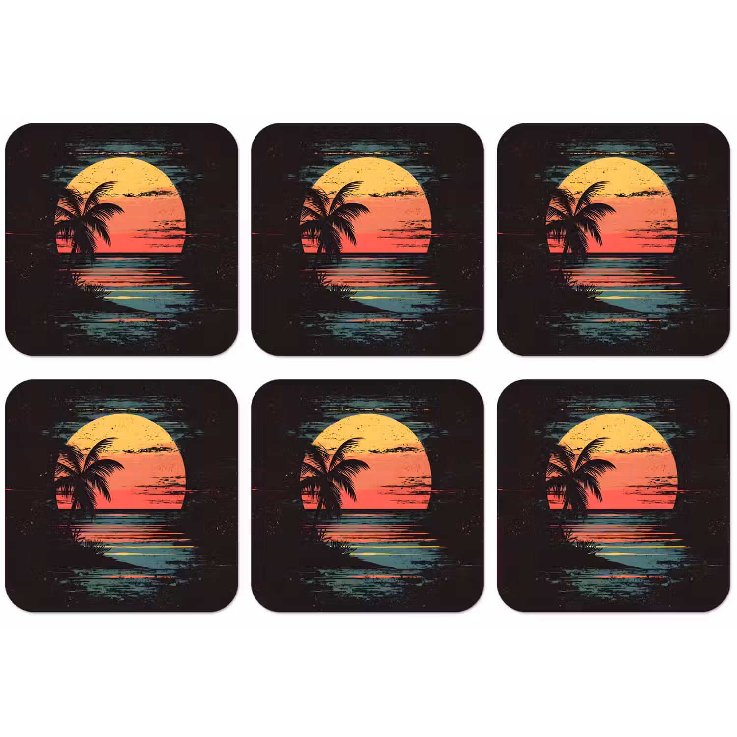 Strand - Minimalistisch - Zon - Oranje onderzetter kurk middel -zkaufland3dotto