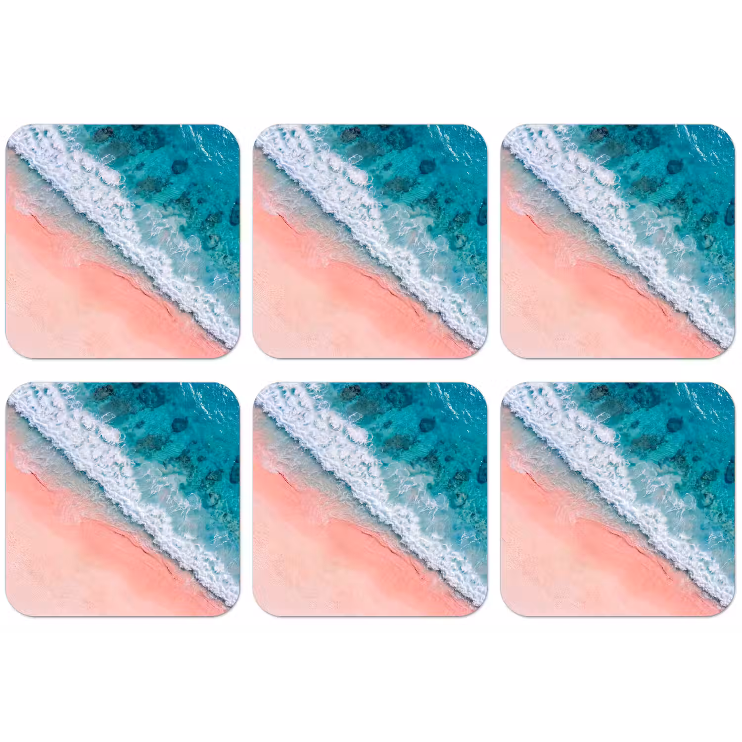 Strand - Oceaan - Golven - Roze Zand - Natuur onderzetter kurk middel -zkaufland3dotto