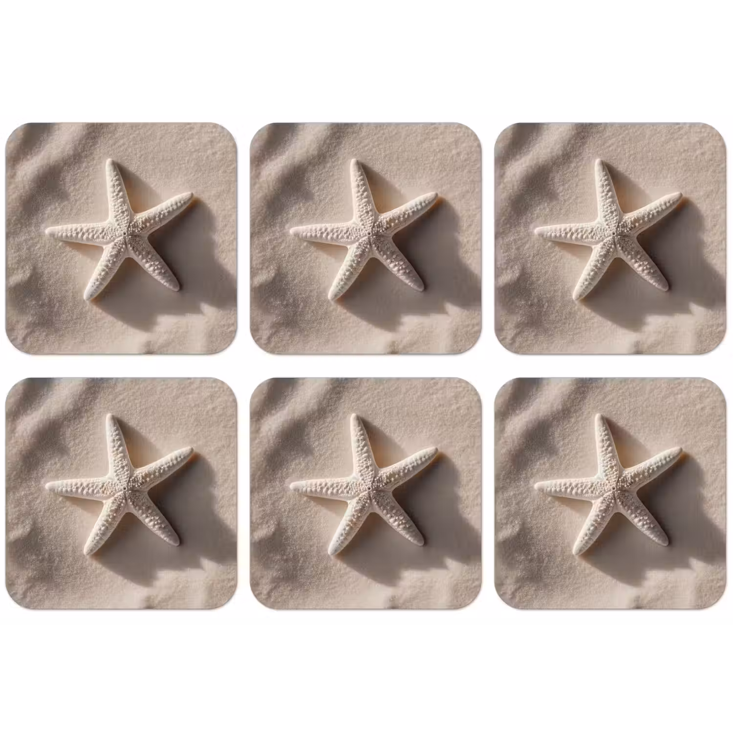 Strand - Zeester - Zand - Beige onderzetter kurk middel -zkaufland3dotto