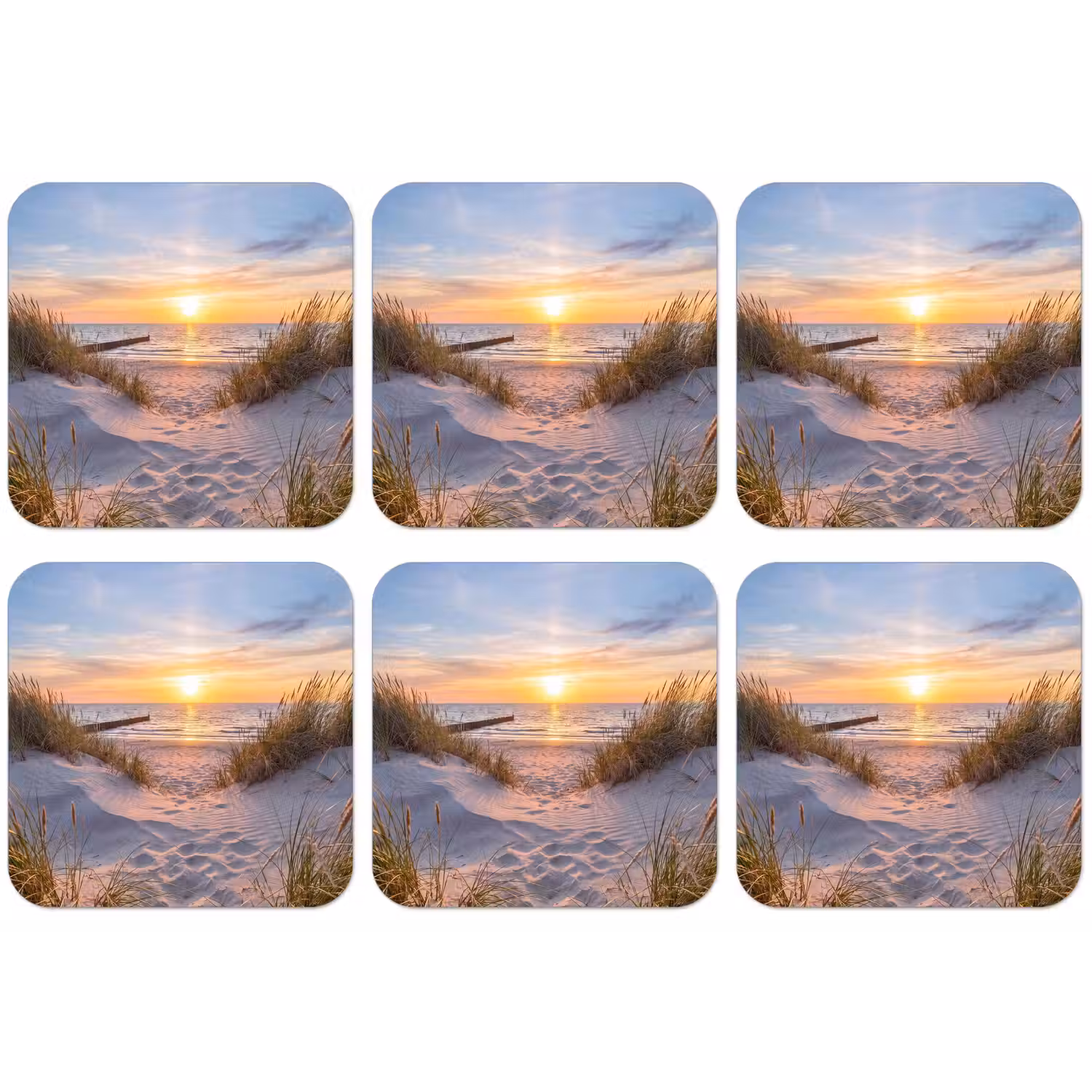 Strand - Zonsondergang - Natuur - Landschap onderzetter kurk middel -zkaufland3dotto