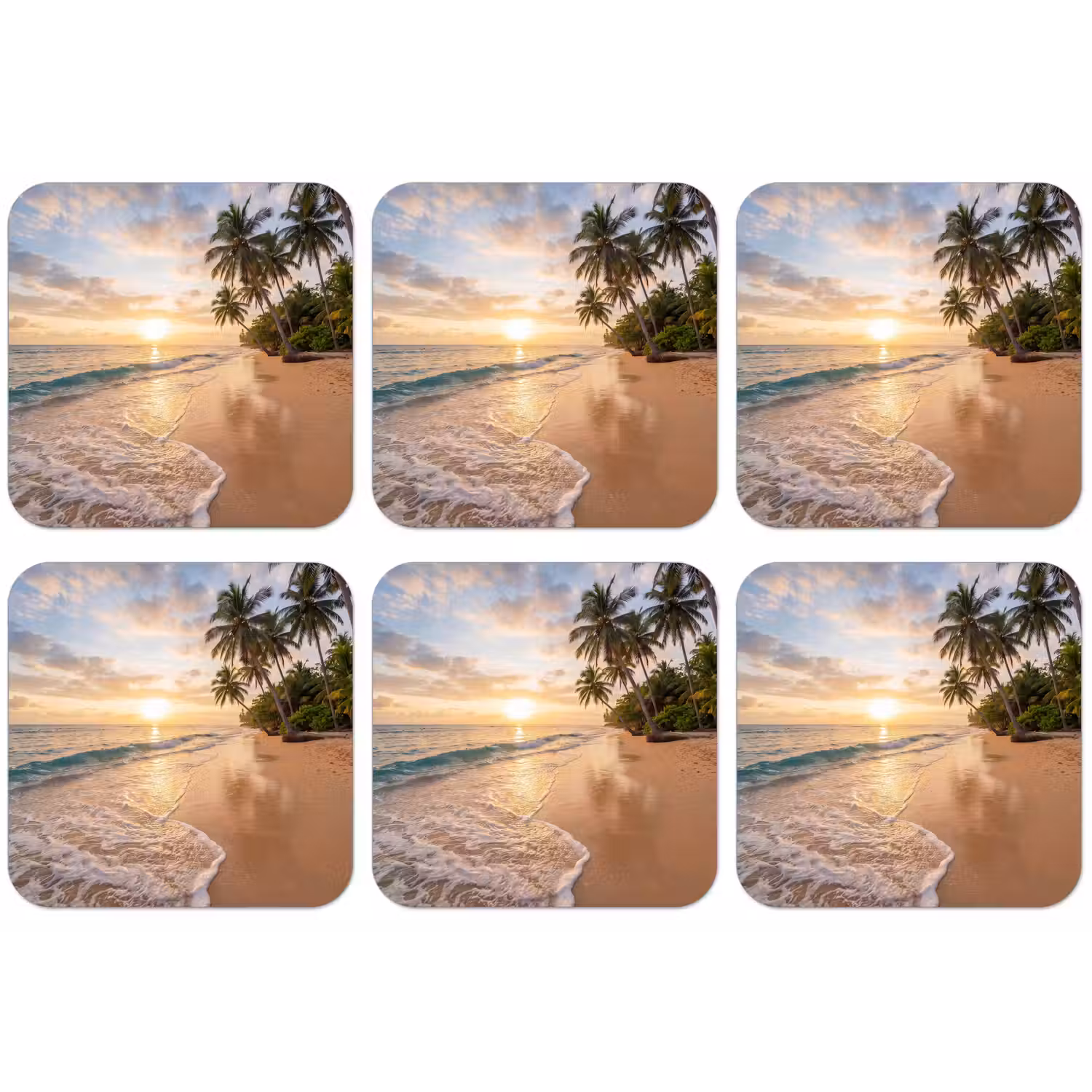 Strand - Zonsondergang - Tropisch - Natuur - Goud onderzetter kurk middel -zkaufland3dotto